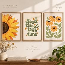 3'l  Minimalist Ay i e i ve Motivasyon Yaz l  Poster Seti - Retro Ye il Turuncu Duvar Tablosu, Salon ve Odalar  in  er evesiz Estetik Sanat Bask s