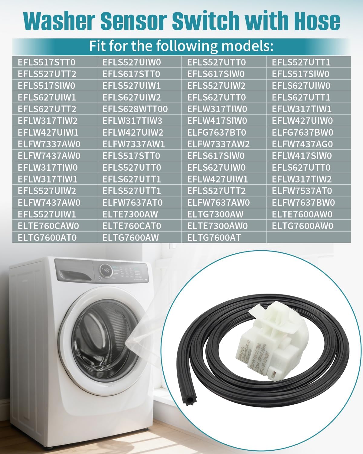 5304505436 Washer Pressure Switch Fit for Frigidaire/Electrolux Washing Machine, Replace 132819502 18092382, Water Level Sensor Switch with Hose