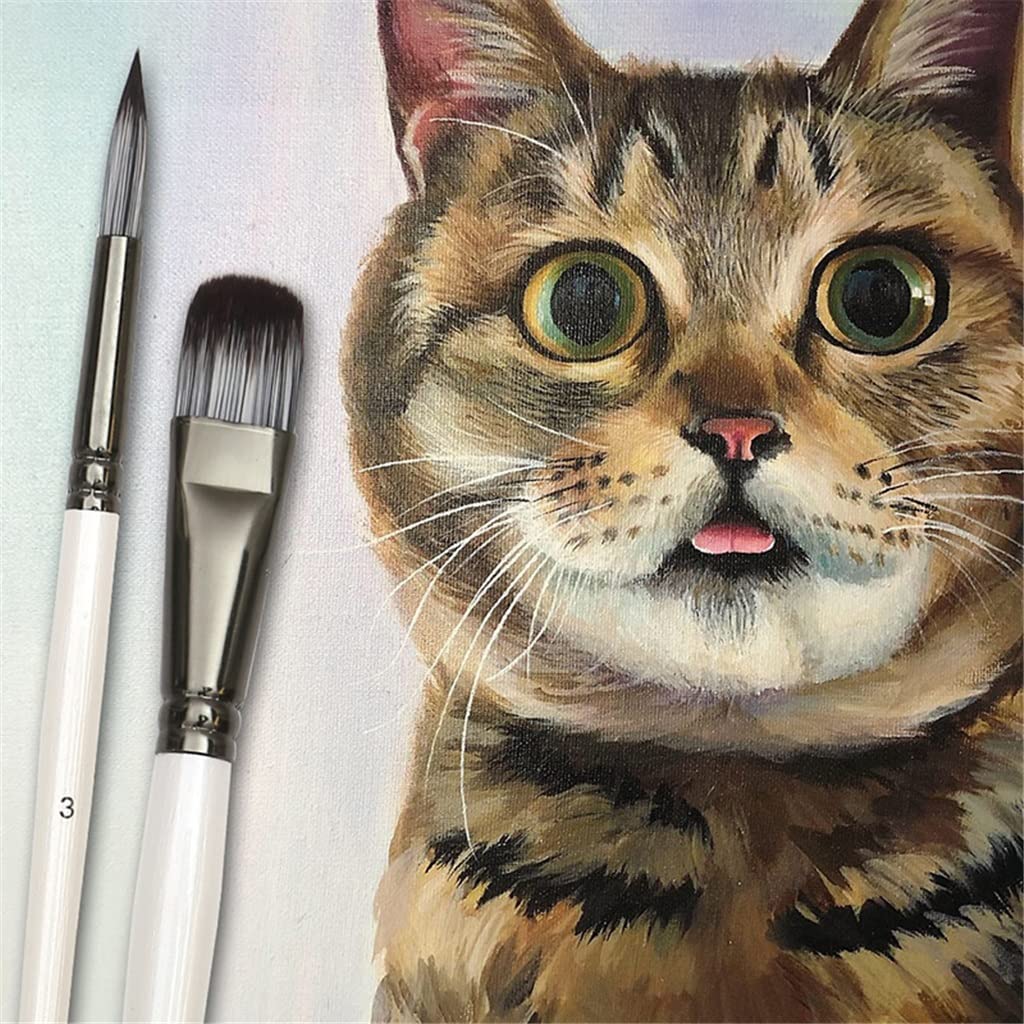 BAtlam Juego de Pinceles para Pintura, para Arte, óleo, Acuarela, Artista, Lienzo, Puntas de Nailon sintético, Paquete de 10