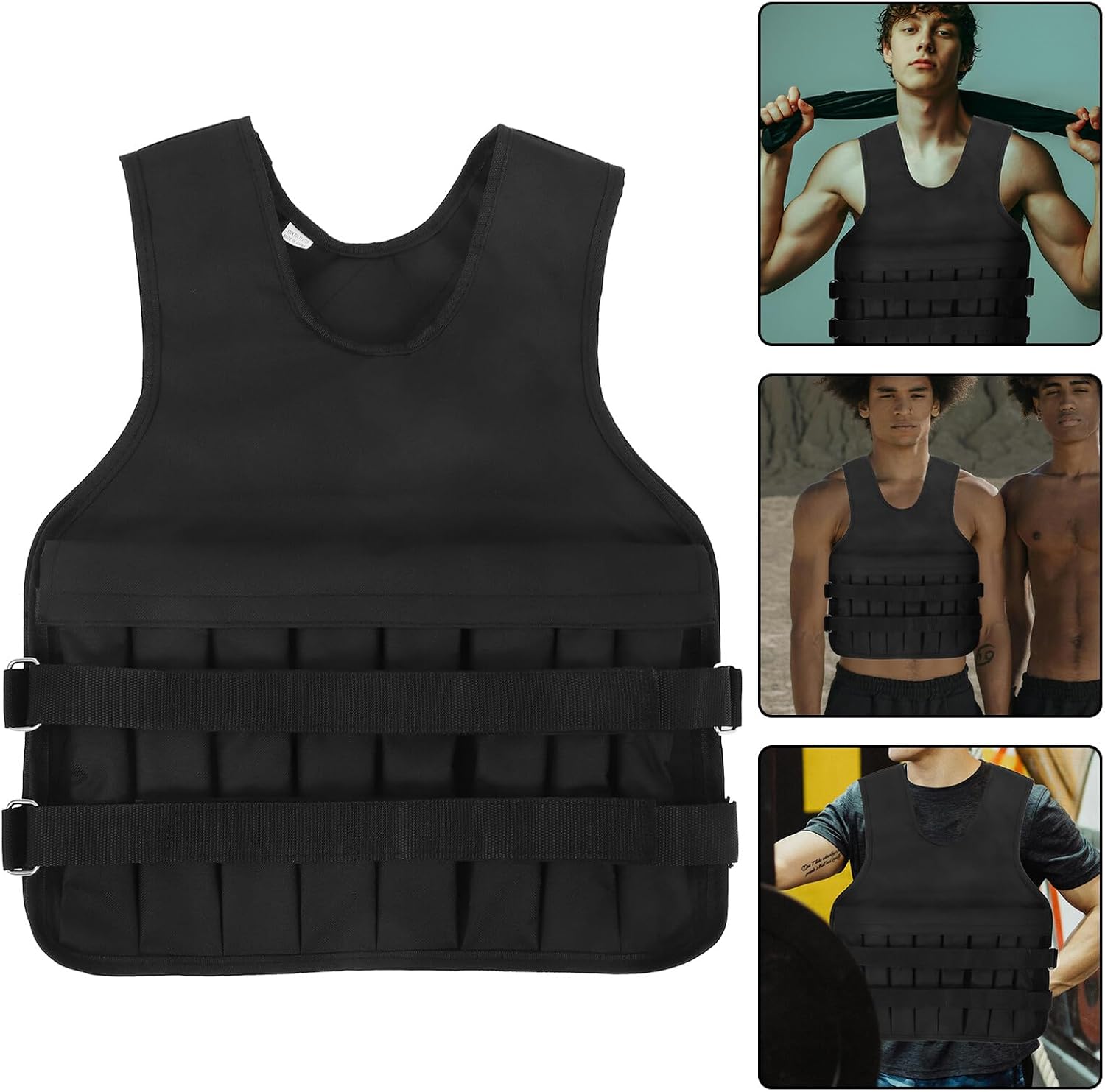 Kisangel Adjustable Weighted Vest for Running and Fitness Oxford Cloth Sports Training Vest with Removable Weights Breathable and Comfortable for Men and Women