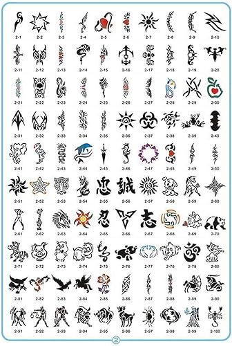 Miniatura 2 de 100 plantillas de tatuaje temporales reutilizables para aerógrafo para rostro, cuerpo, pintura, arte, pasatiempos.