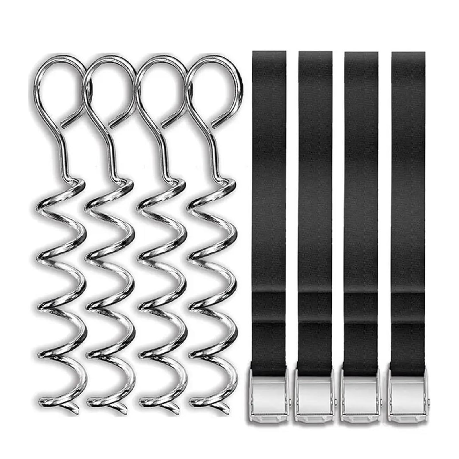 Colchoneta Recambio Exterior Trampolín Anclajes Estacas De Trampolín De 4 Piezas Anclaje De Suelo De Trampolín Galvanizado con 4 Anclajes Suelo De Cinturón Fuerte para Columpios De Trampolín