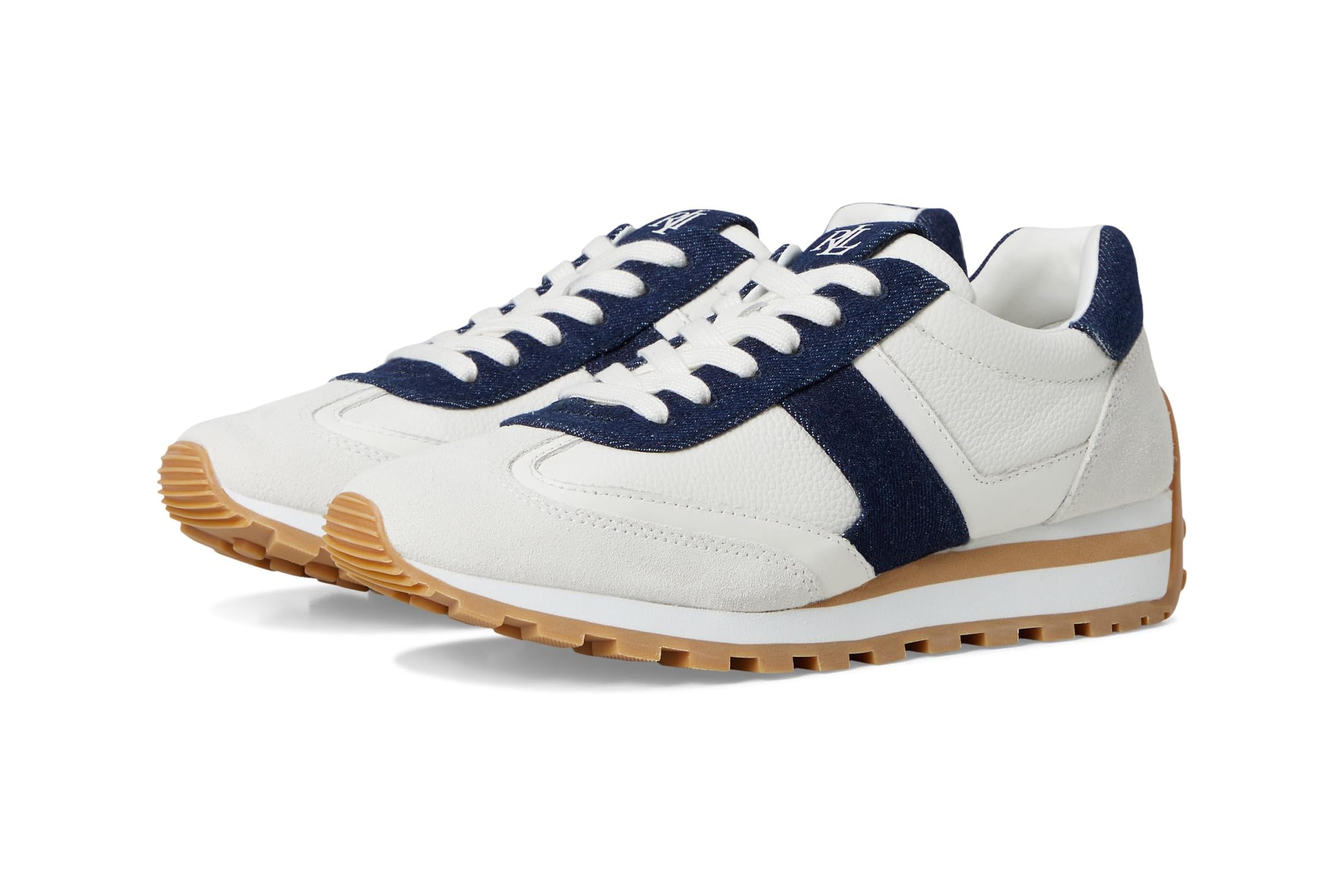 Lauren Ralph Lauren Dani Denim-Trim Leather & Suede Sneakers