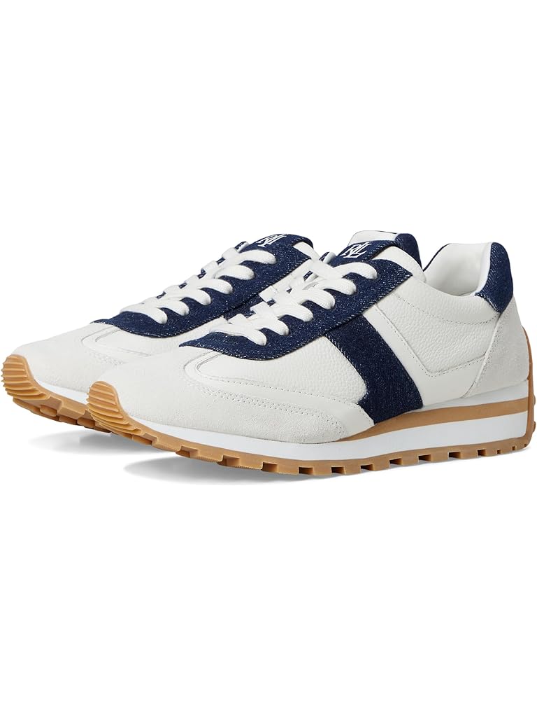Lauren Ralph Lauren Dani Denim-Trim Leather & Suede Sneakers