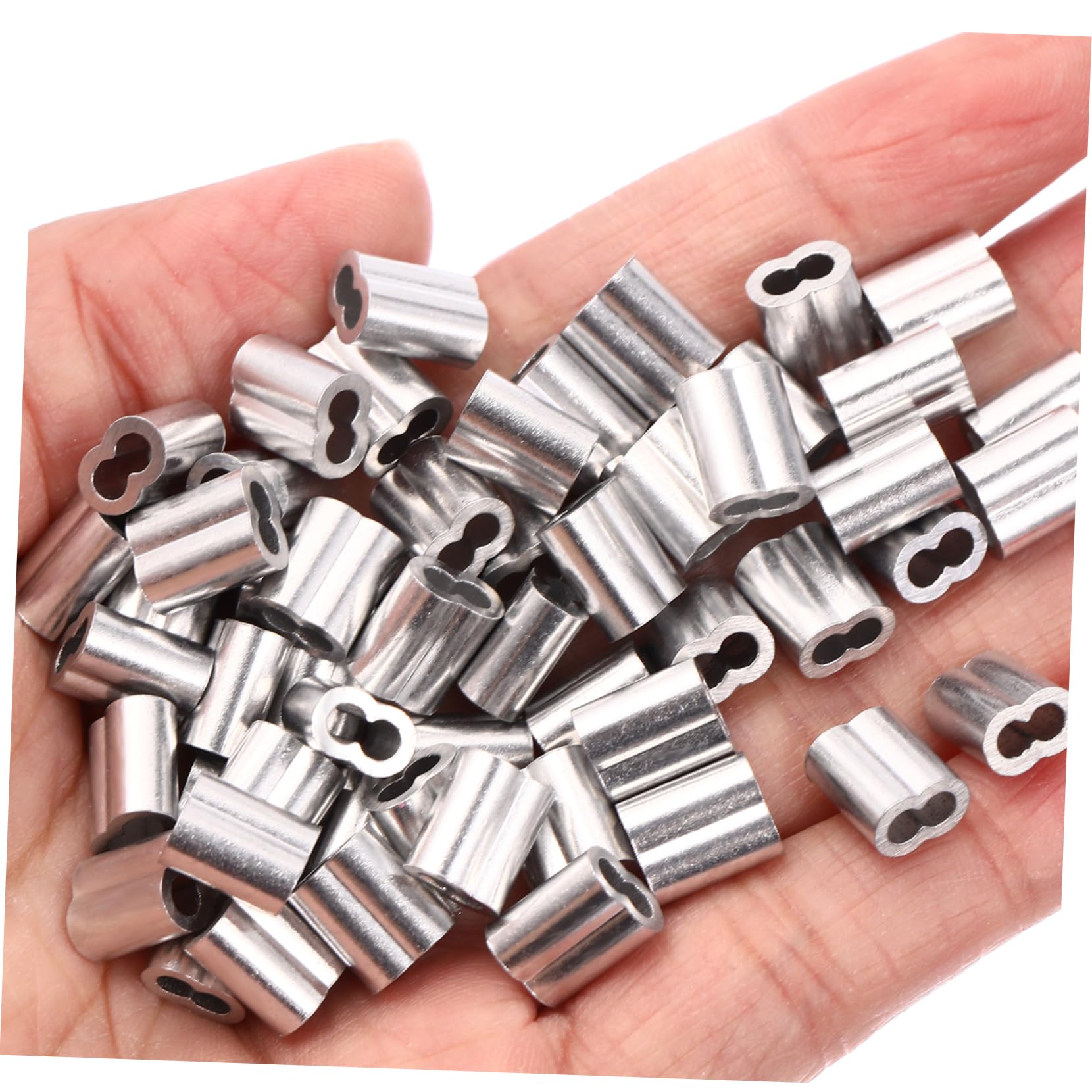 BELLIFFY 100 Pcs Wire Sleeves Cable Clip Cable Crimps Silver Wire Fitting