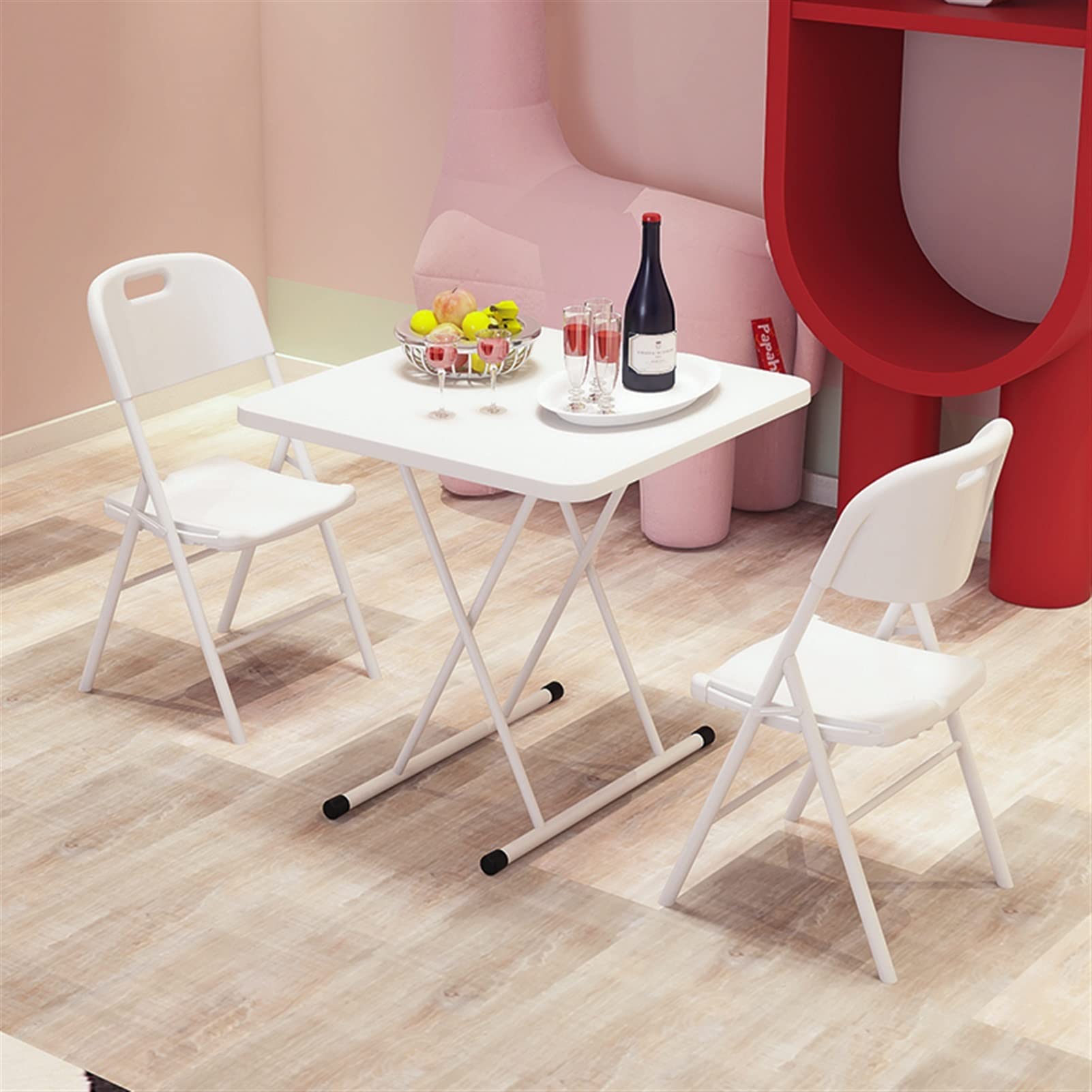 DUCKDOG Mesa Auxiliar Mesas de Sala de Estar Mesa de Centro pequeña para Exteriores con Patas elevables Mesa Central para Sala de Estar Mesa Auxiliar Cuadrada pequeña Plegable para Pasillo (Rosa)