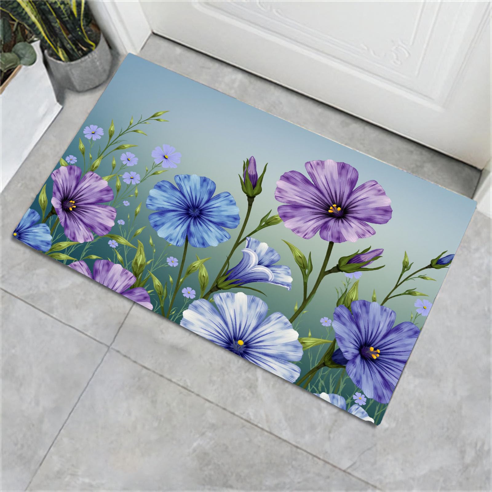 Paillasson fleurs aquarelles 50x80cm pour eviter les glissades