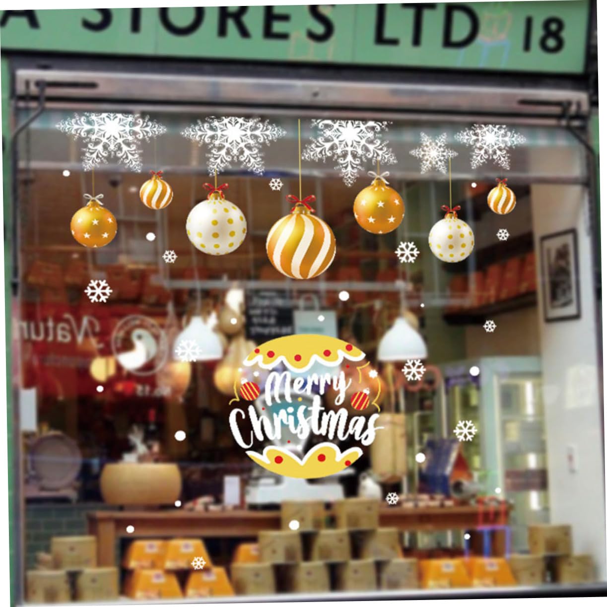 Alipis 5blätter Weihnachtsfensteraufkleber Wiederverwendbare Statische Wanddekoration Goldene Weihnachtsbaum-ornament Sticker Für Zuhause Und Partys