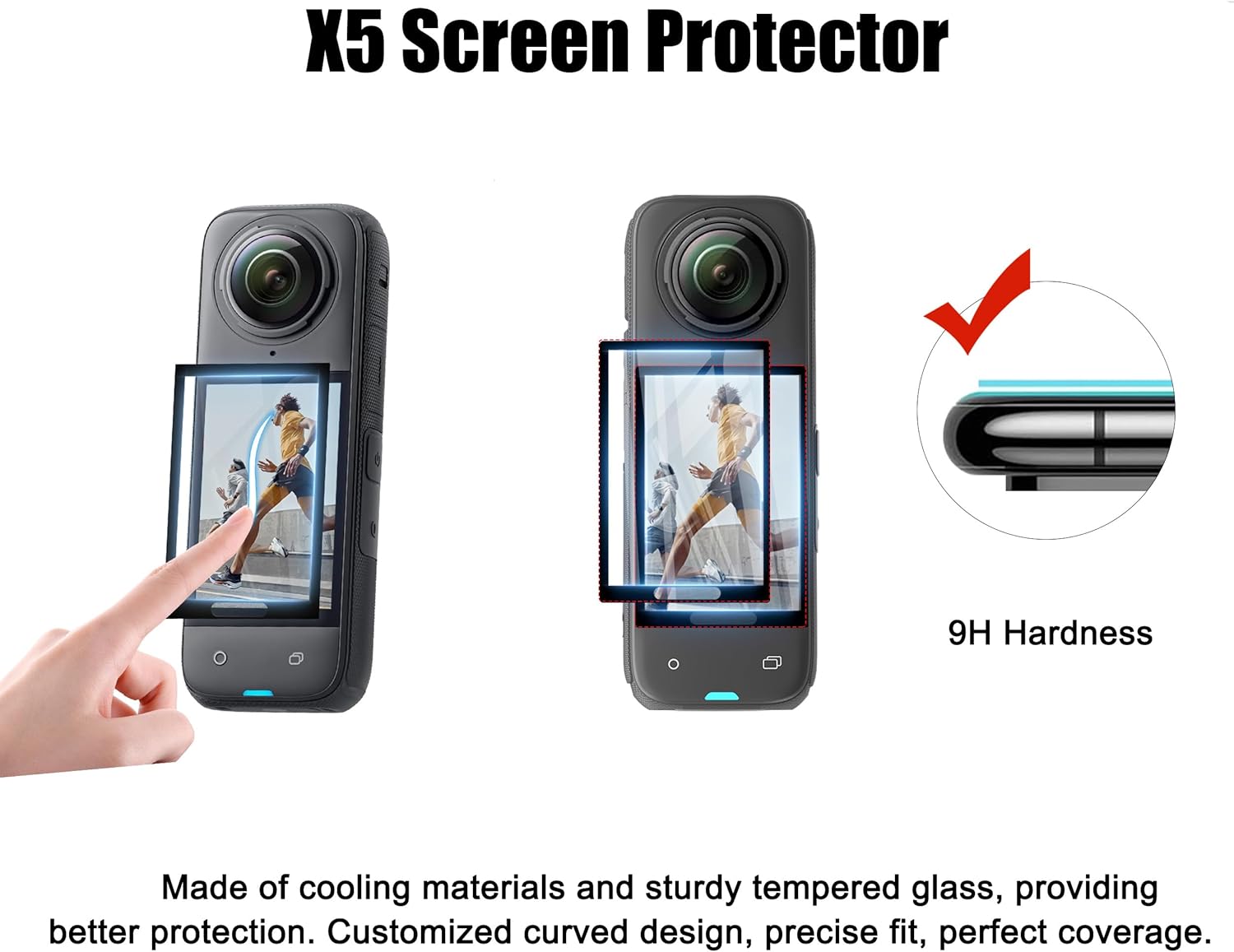 PellKing Camera Protective Accessories Kit for Insta360 X5, Insta 360 X5 Lens Guard/Silicone Protective Cover/Screen Protectors/Camera Case Bundle - Image 5