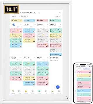 BSIMB 10.1 inch Digital Calendar, Touch Screen Smart Calendar Interactive Display, Chore Chart, to-Do List, Meal Planner, Electronic Planner with Desktop Rack, Great for Organizing Your 2026 Schedule