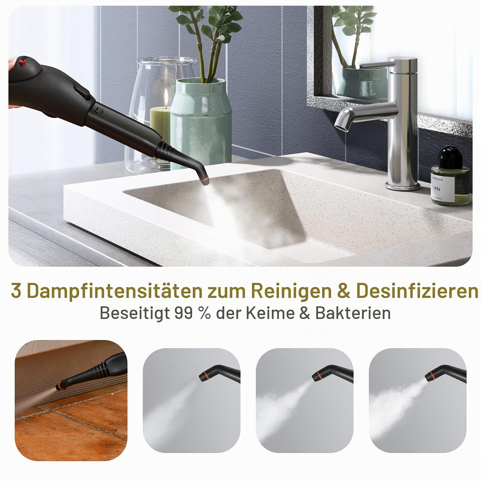RELAX4LIFE Dampfreiniger 2000W, Dampfdruck: 4 bar, Tank: 1,5 L, Dampfzeit: bis 45 Min., bis 108°C, Dampfsauger mit LED-Licht & Überhitzungsschutz, inkl. 19 Zubehör, für Böden, Teppiche, Sofa (Rot)