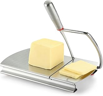 DGLOZE Cheese Slicer Cutter, Stainless Steel Cheese Cutter Board with Blade for Block Cheese, Vegetables, Butter, Sausages, Bread