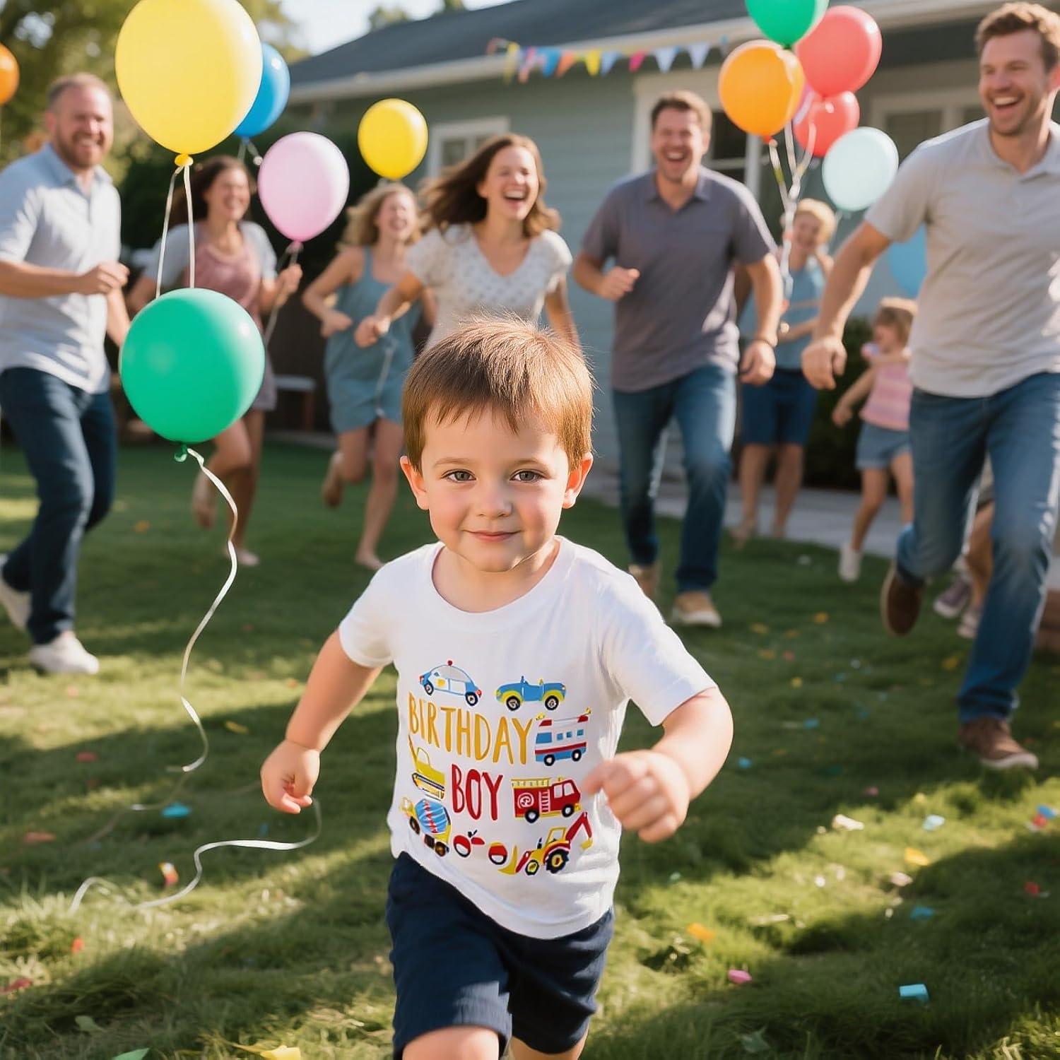 UNICOMIDEA Birthday Shirts Boy Cotton Front Cartoon Back Number Printed T-Shirt for 2-5 Years - Image 2