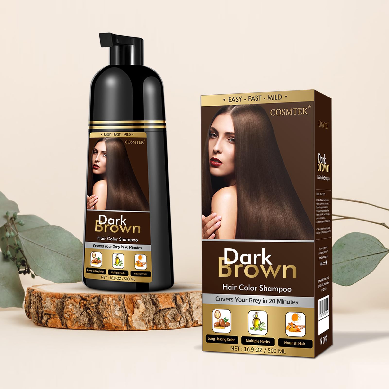 Amazon.com : COSMTEK Dark Brown Hair Dye Shampoo Permanent for
