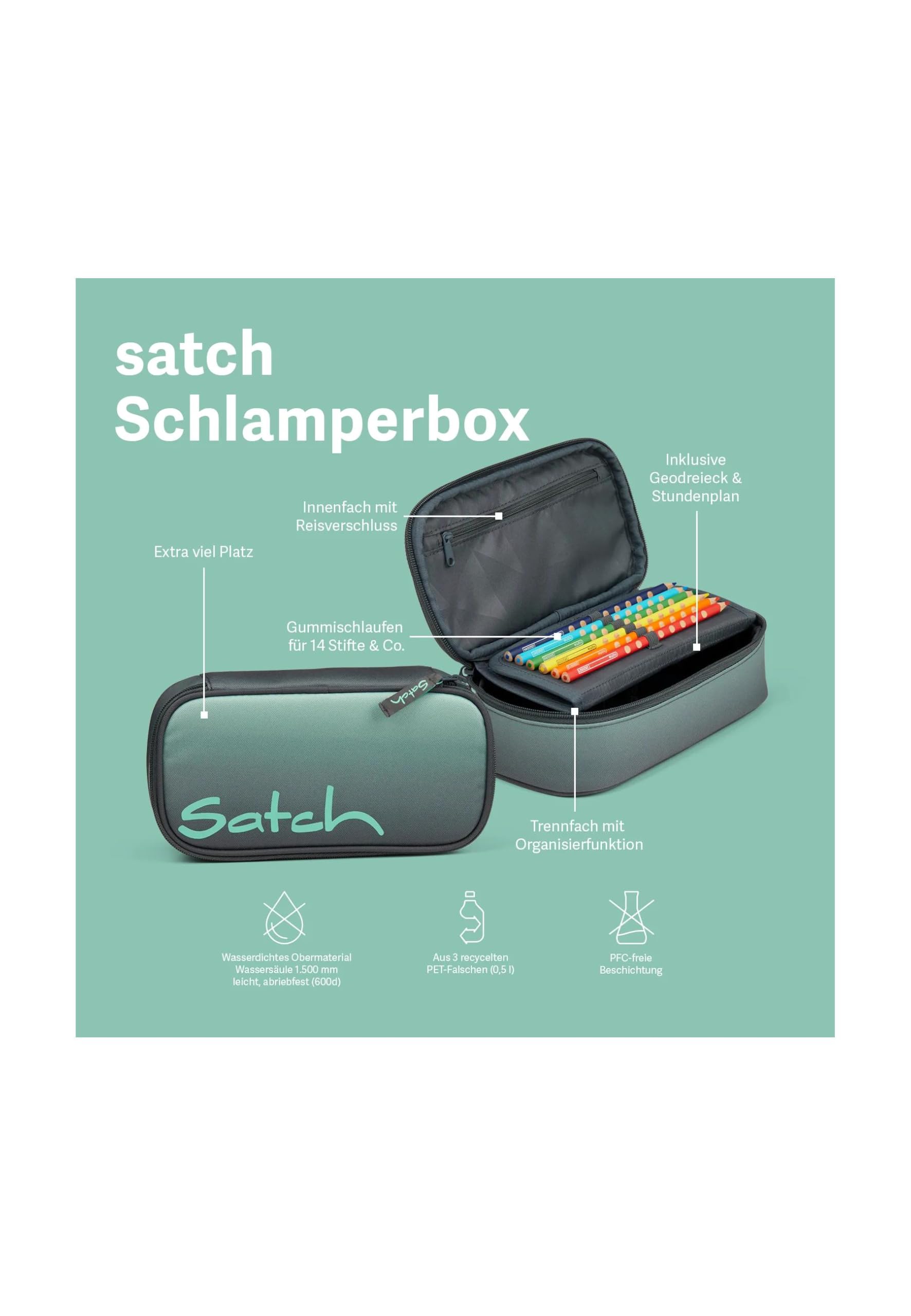 Satch Match Bundle ab 5. Klasse, ergonomisch, 3-teilig, 35 L Stauraum, standfest, Organisationstalent Green Supreme - Schwarz
