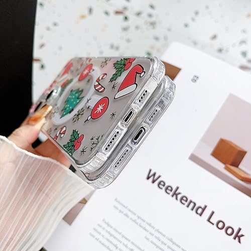 Miniatura 7 de Skyseaco Funda para iPhone 13 Pro Max compatible con MagSafe, patrón de árbol de Navidad de alce de caramelo de Navidad, protector completo de lente