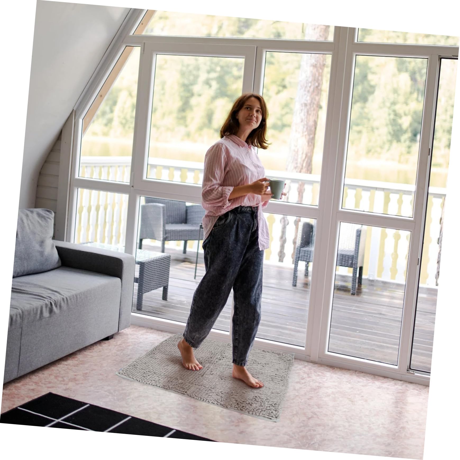 POPETPOP Alfombra de Chenilla Antideslizante y Absorbente Hogar, Cómoda Pies, Adecuado para Cocina, Baño o Entrada, Material Grueso y Duradero