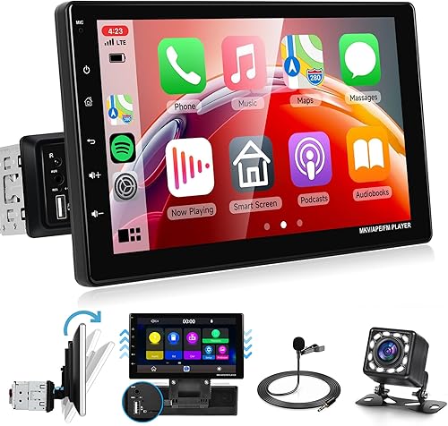 Rimoody - Pantalla táctil de 9 pulgadas con pantalla táctil DIN para coche, estéreo con Android Auto, radio desmontable para automóvil con Bluetooth