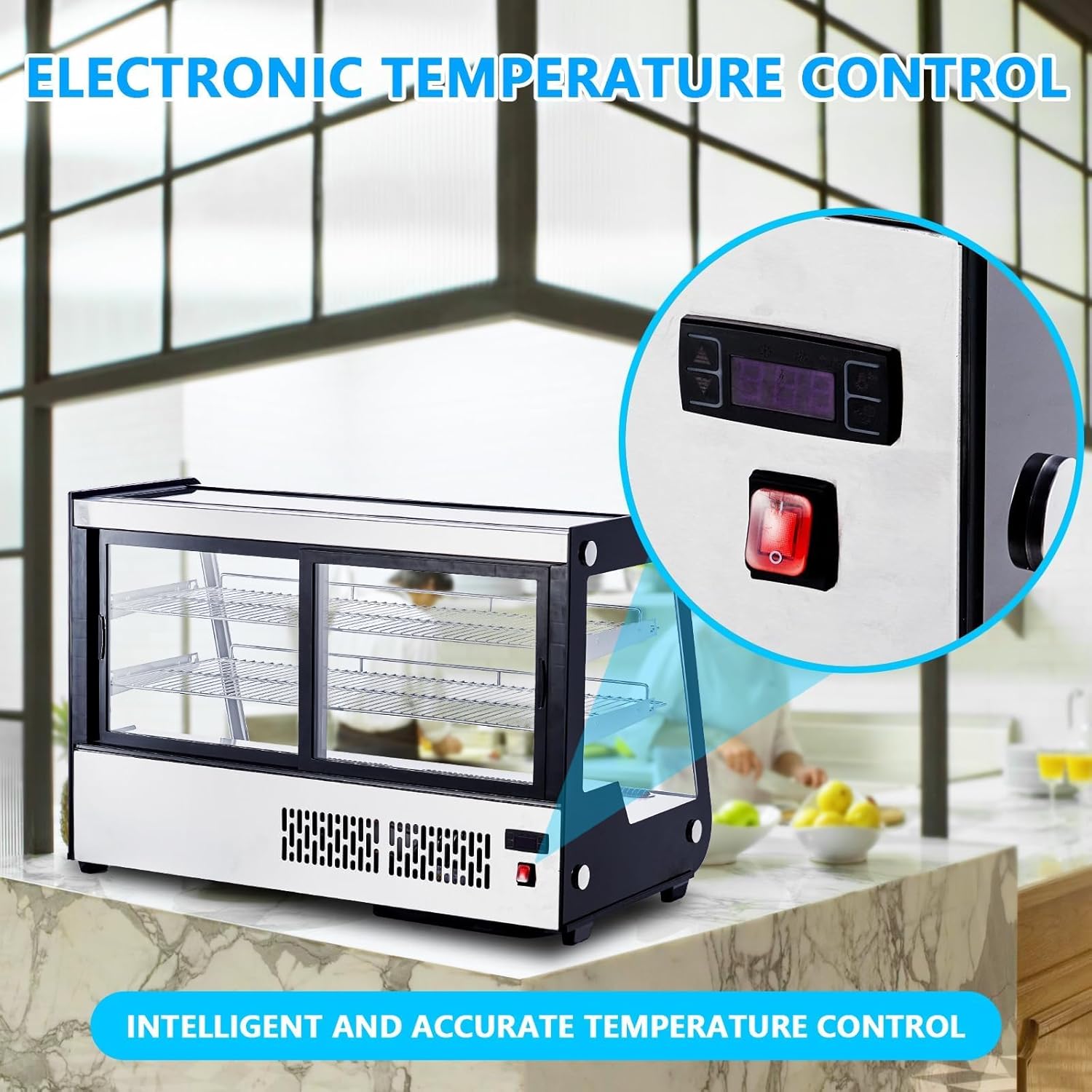 Commercial Display Refrigerator 6.5 Cu Ft, Countertop Refrigerated Display Case with LED Lighting for Bakery, Cafe, 110V/176W