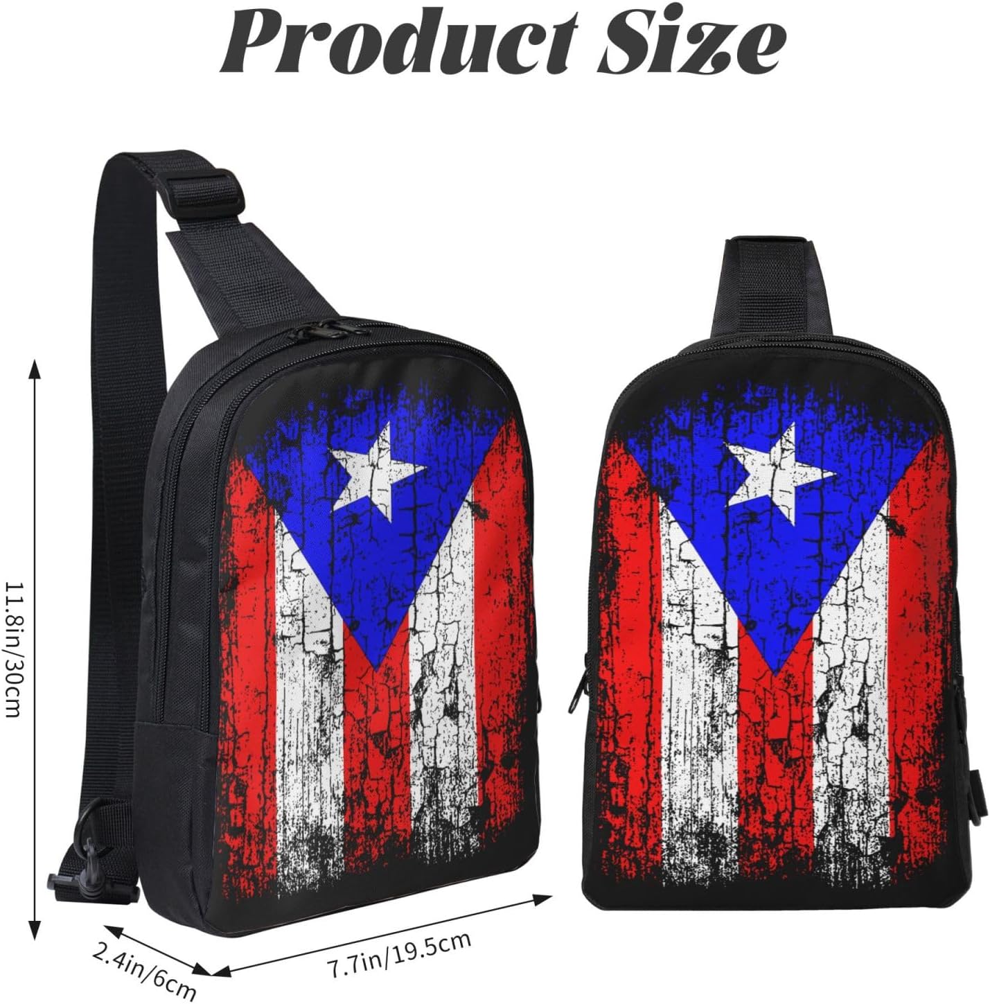 Vintage Puerto Rico Flag Mini Crossbody Sling Backpack Shoulder Chest Bag Daypack for Hiking Traveling