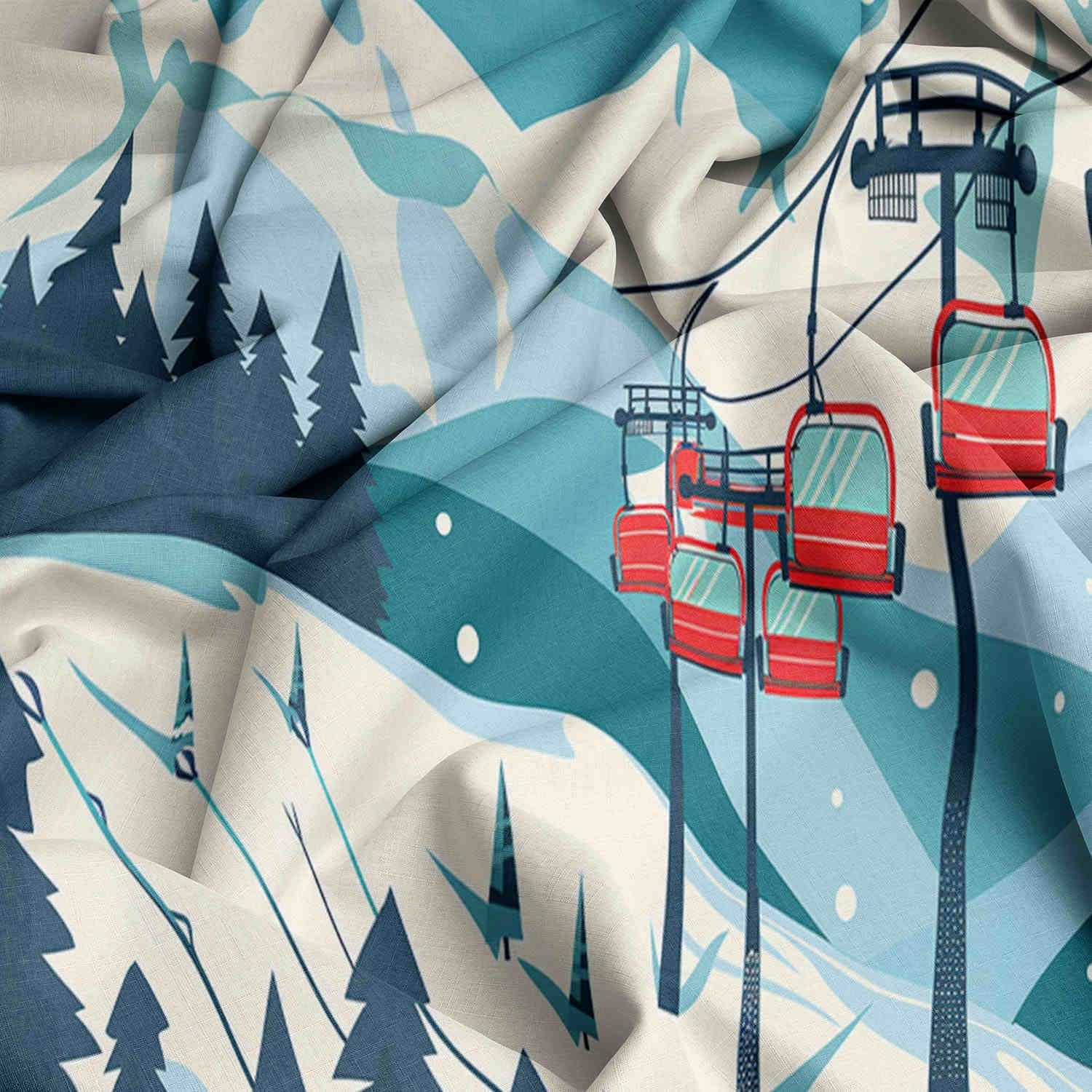 Snow Mountain Pine, komplet pościeli, 220 x 240 cm, niebieska pościel, miękka mikrofibra, dla alergików, 3-częściowy, poszwa na kołdrę z zamkiem błyskawicznym, dla nastolatków i dorosłych