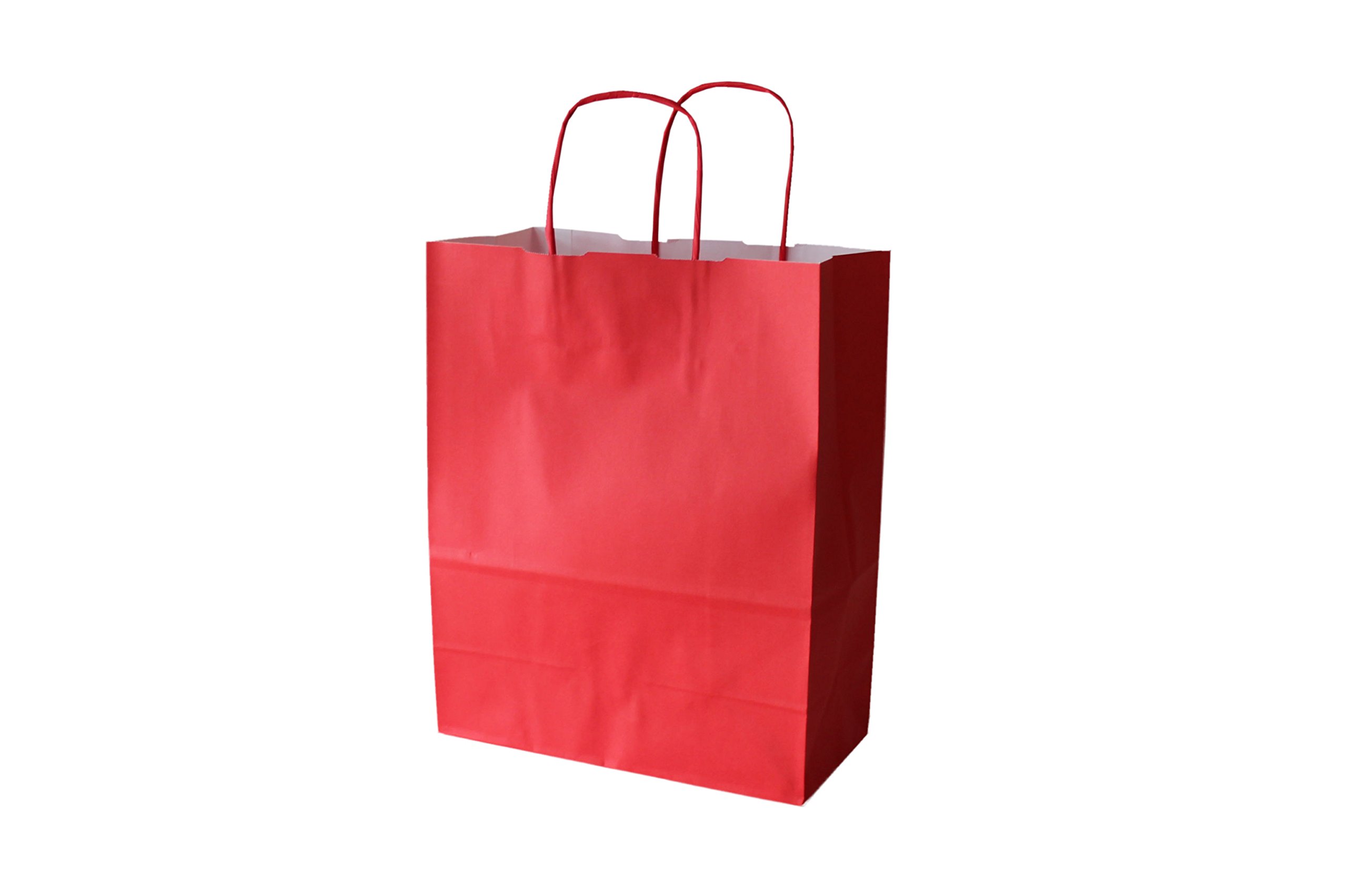 PGV Papiertragetaschen farbig mit Kordel ROT Rosso - Verschiedene Größen und Mengen (36 + 13 x 41 cm, 100 Stück)