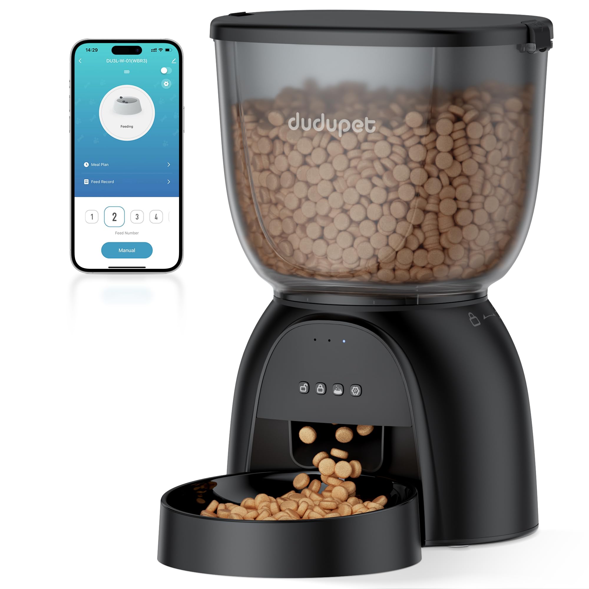 Automatic Cat Feeder WiFi, 5G App Control Timed Cat Dry Food Dispenser with Remote Feeding, 5L Auto Pet Feeder up to 10 Meals 1-15 Portion Control per Day, Auto Dog Feeders for Indoor Use