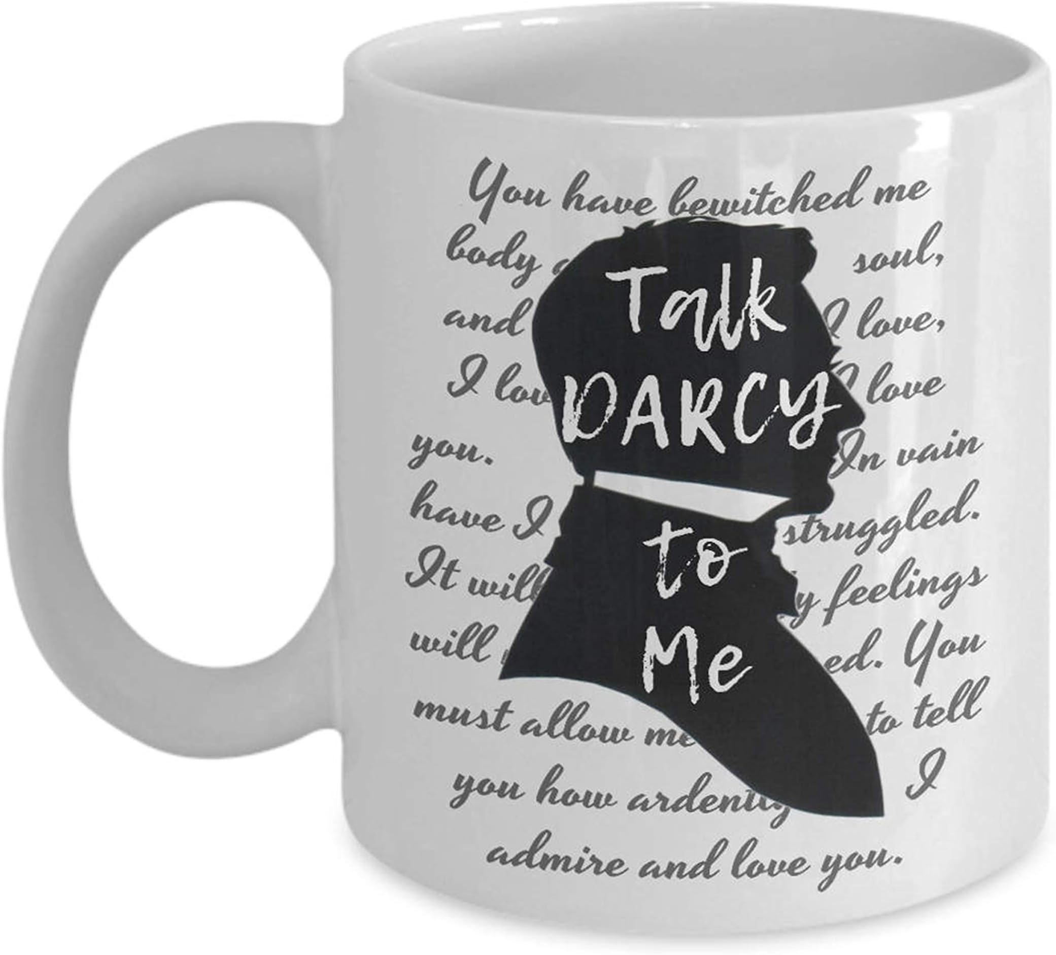 Bookworm Gifts Jane Austen Mug Literary Quotes Book Lover English Teacher Funny Mugs Bookish Pride and Prejudice Talk Darcy to Me
