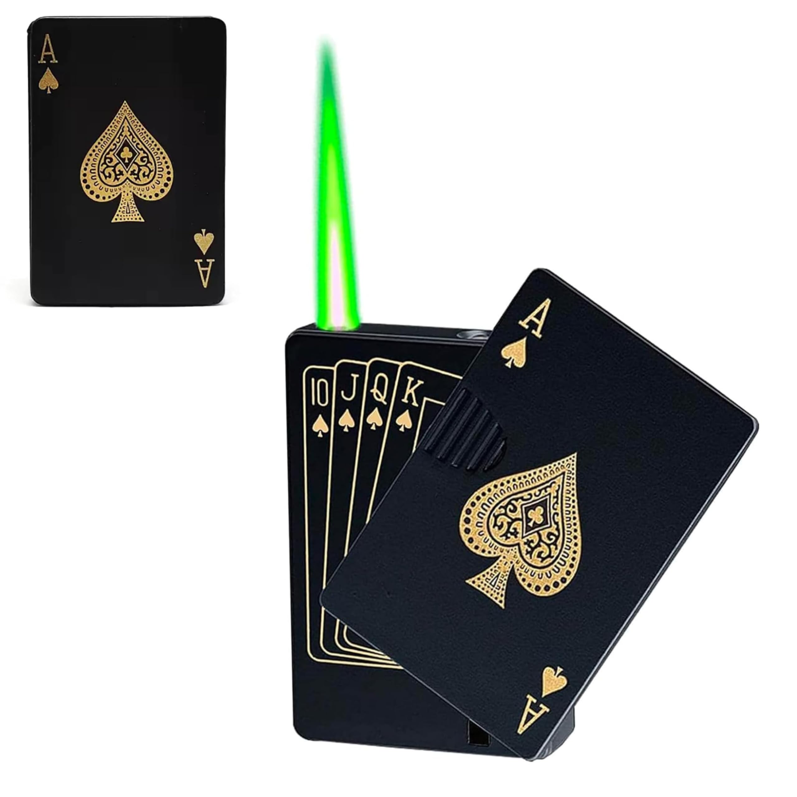 Drumstone (𝐒𝐩𝐞𝐜𝐢𝐚𝐥 𝟏𝟓 𝐘𝐞𝐚𝐫𝐬 𝐖𝐚𝐫𝐫𝐚𝐧𝐭𝐲) Cool Playing Card Windproof Jet Flame Lighter with UV Cash Detection - Refillable Butane Torch, Compact Gift for Men & Women -Multcolor-image-6