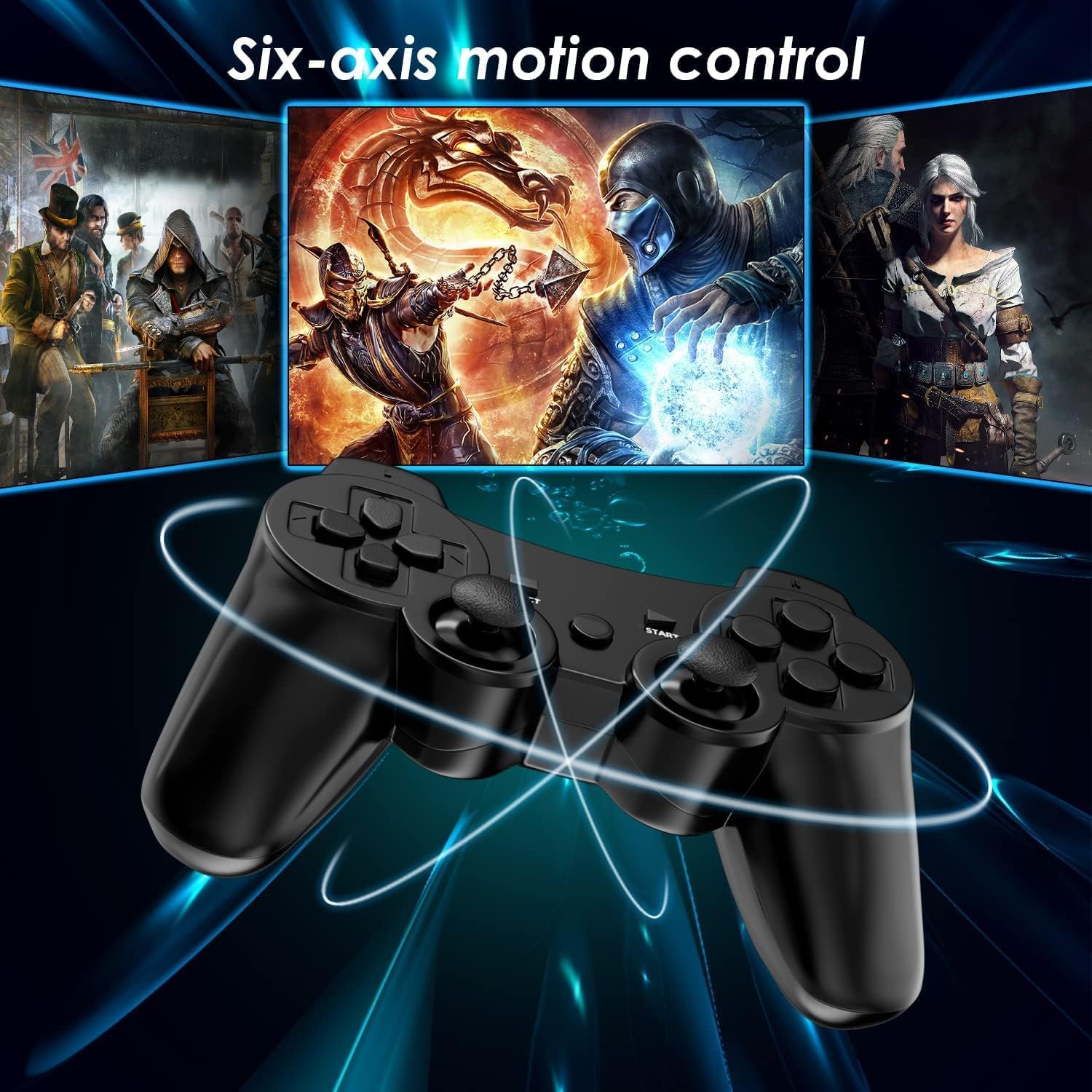 MUZELI Manettes pour PS3 Contrôleur sans Fil à Double Choc pour PS3 avec câble de Charge