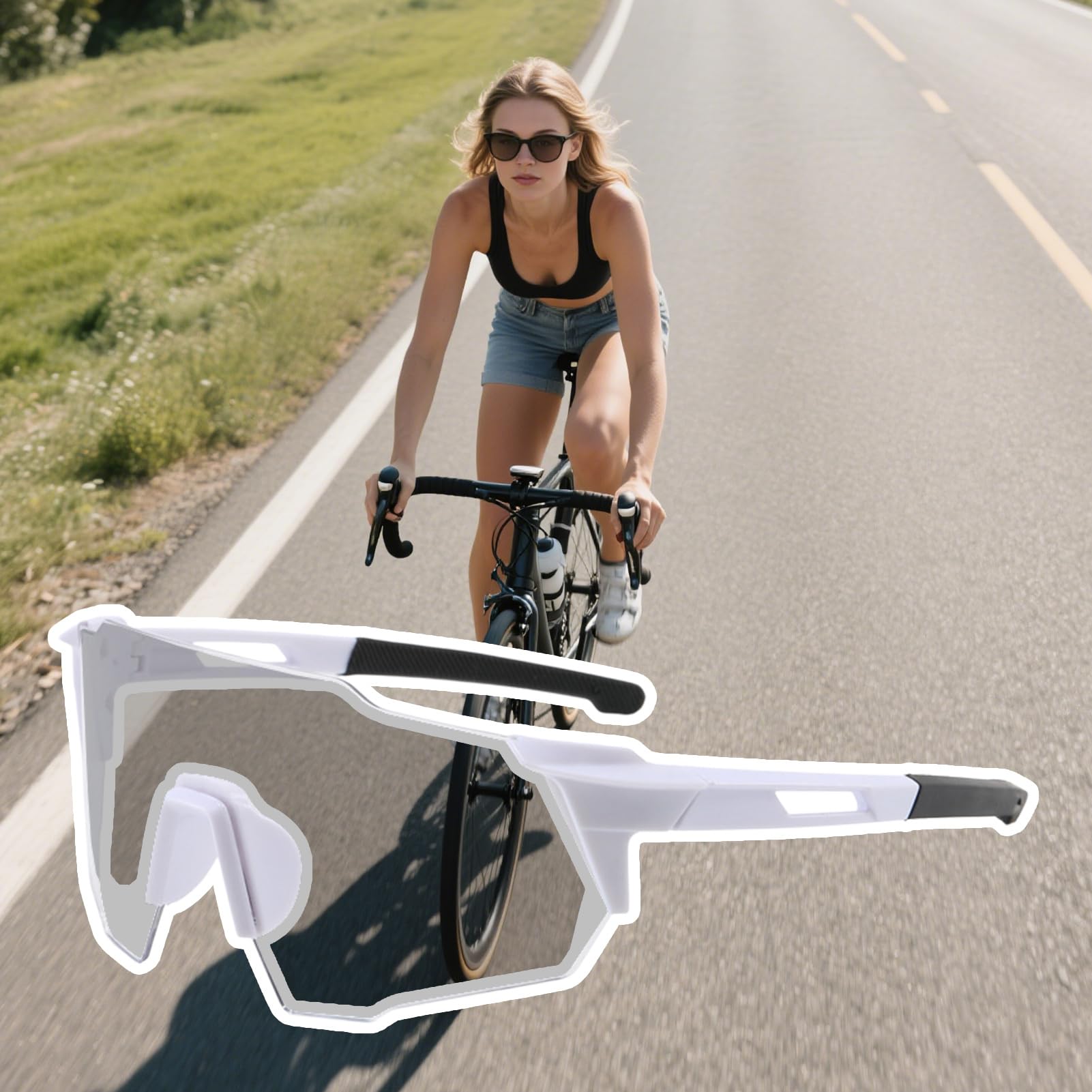 Fahrradbrille, photochrome, polarisierte Sport-Sonnenbrille, Sicherheitsbrille, klare Fahrbrille, UV400-Schutz, Sportbrille zum Laufen, Angeln und Baseball