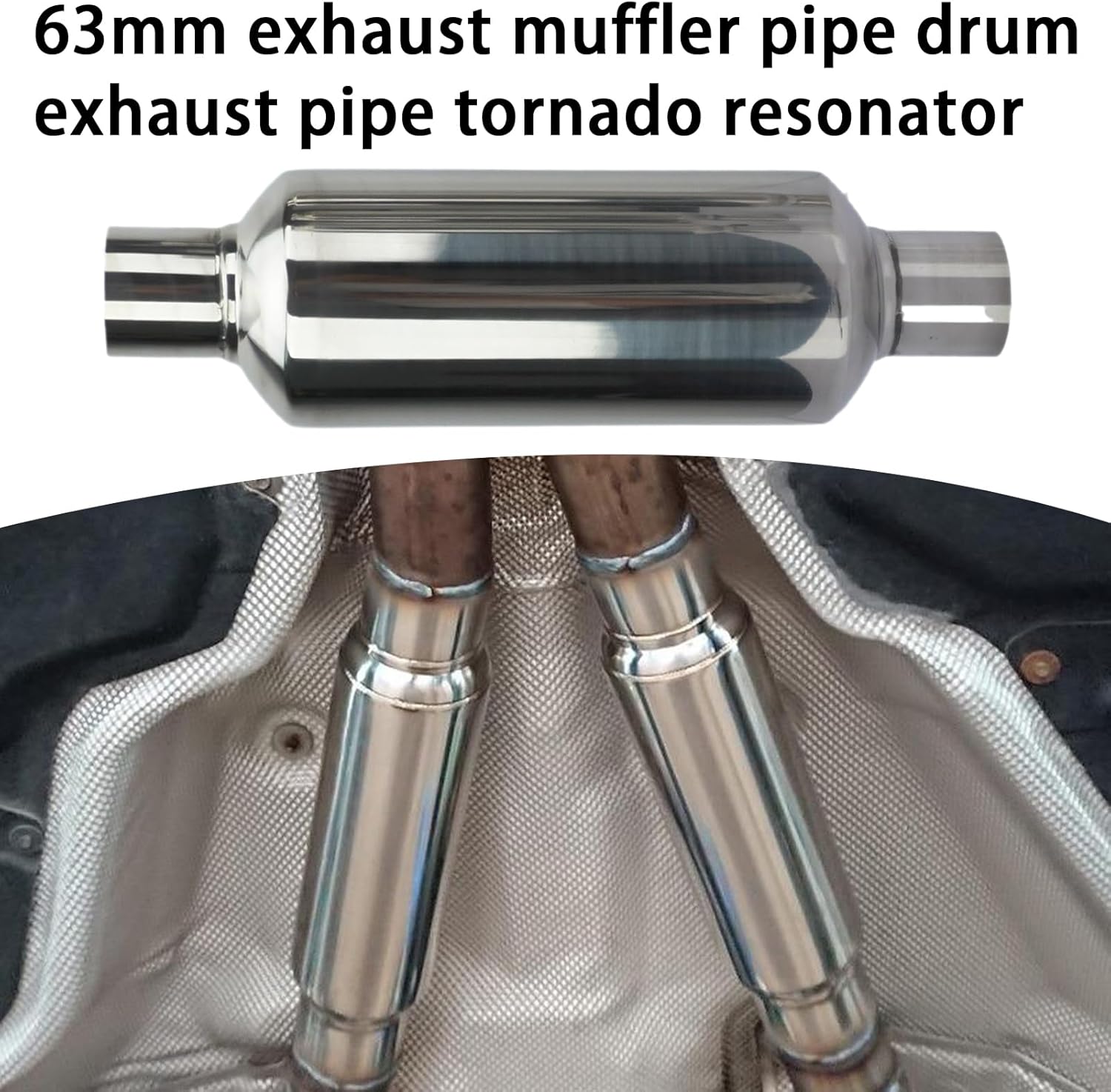 Exhaust Muffler,Drum Muffler Pipe for Car High-Performance Resonator Silencer Motorcycle, Truck, Lawnmower, Tractor