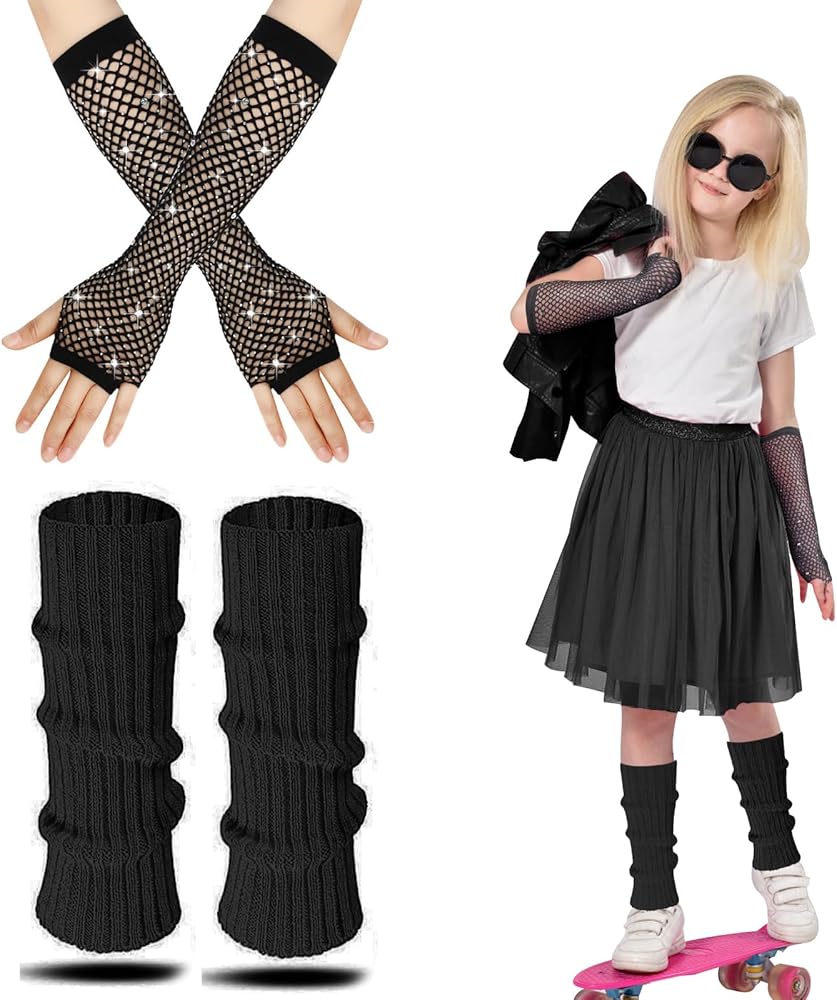 Meisjes jaren 80 Kostuums Accessoires Set Neon Been Warmer
