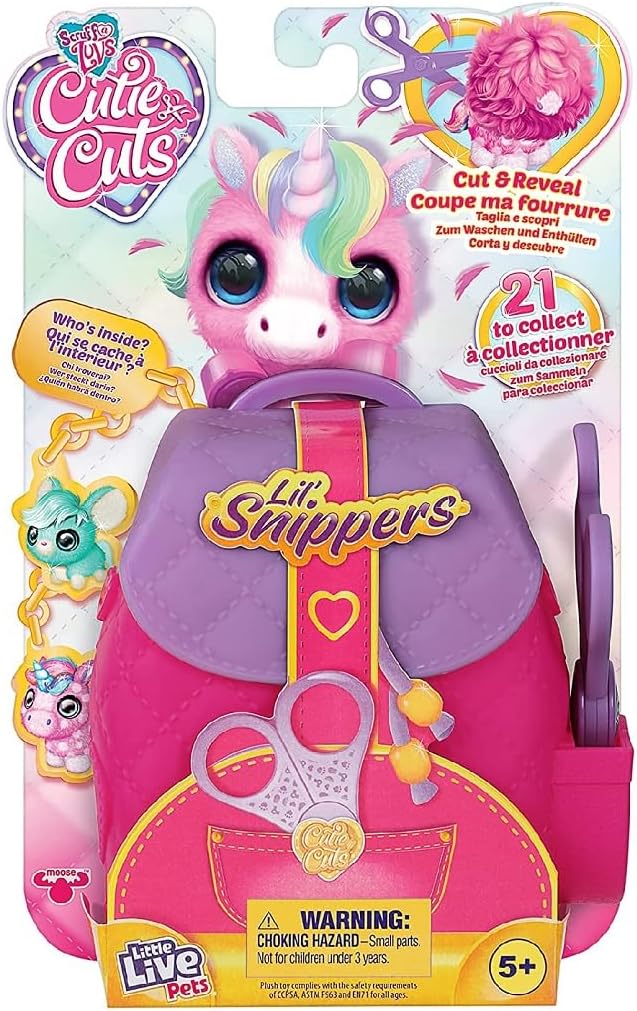 Scruff-a-Luvs Little Live Pets Scruff a Luvs Cutie Cuts Lil' Snippers. Plush Rescue Pet. Cut Fur, Reveal, Groom With Comb, & Display With Backpack Packaging., 30165