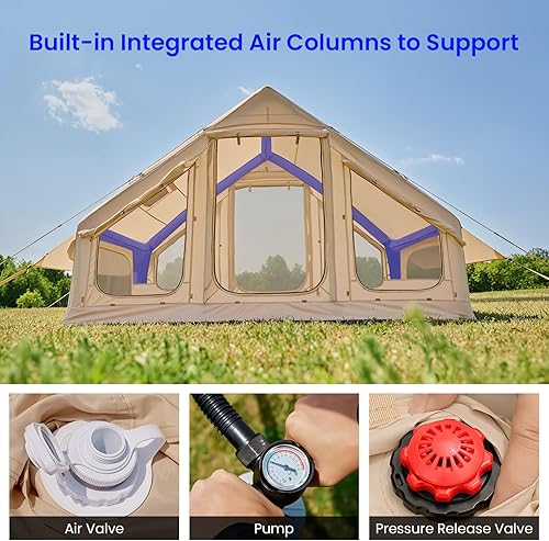 Miniatura 3 de Tiendas inflables para camping, tienda de campaña súper fácil de inflar con bomba de mano, tela Oxford impermeable y gato de estufa, tienda de