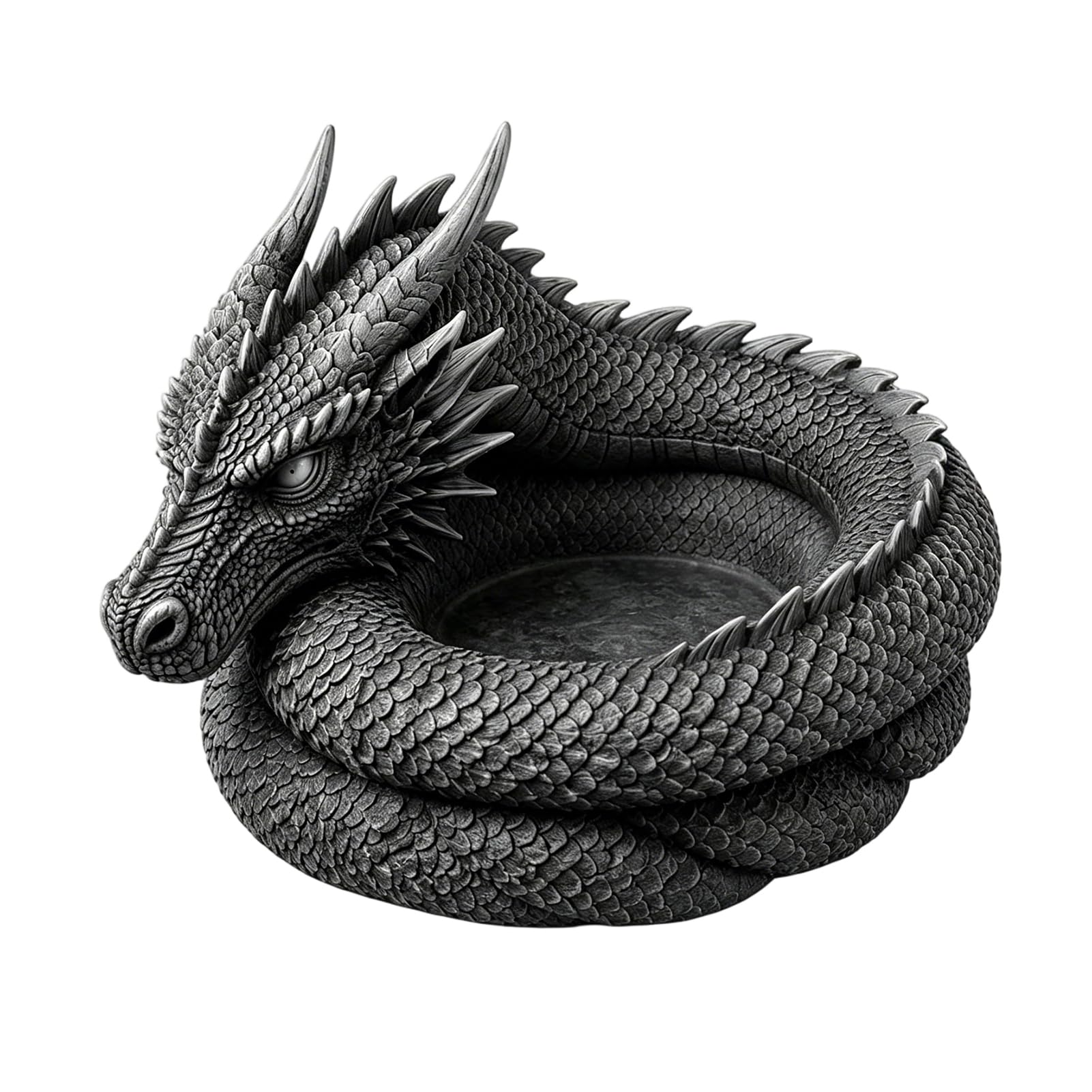 sugerou 3D Printed Dragon Catchall Tray, Gothic Fantasy Jewellery Bowl for Desk, 15cm Key Storage Organiser and Whimsical Home Office Decor, Durable PLA Desktop Trinket Dish Gift Black