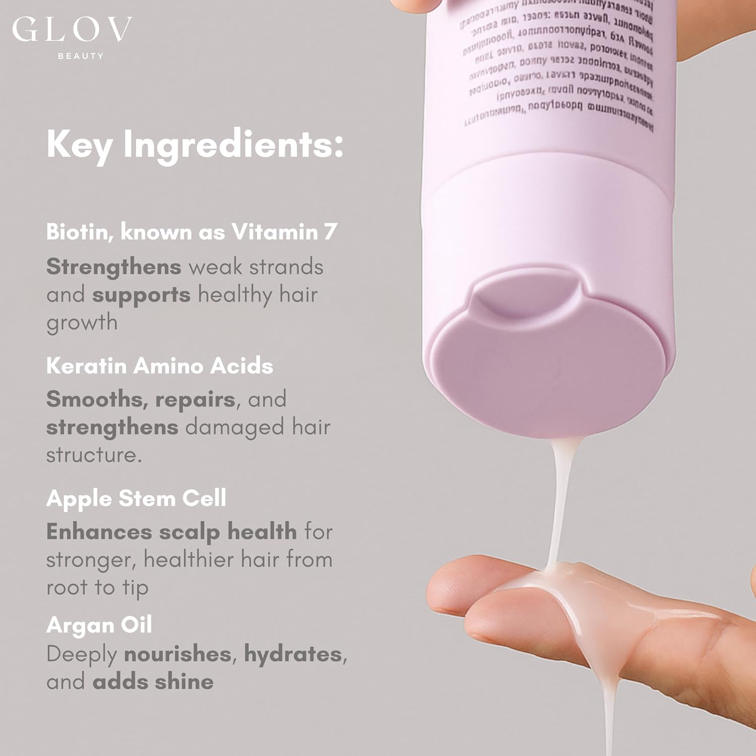 Glov Beauty Hair Renewal Shampoo – Purifying and Revitalizing Formula with Apple Stem Cells, Keratin Amino Acids, Argan Oil, Biotin & Green Tea – Gentle Daily Cleanser for All Hair Types - Image 4