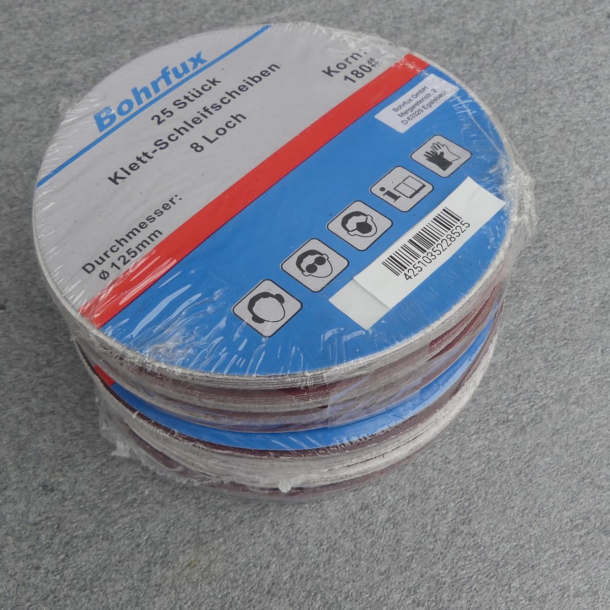 KleTT Dischi abrasivi Ø 125 mm con 8 fori, grana P180, carta vetrata per cartongesso a secco, levigatrice eccentrica, 50 pezzi