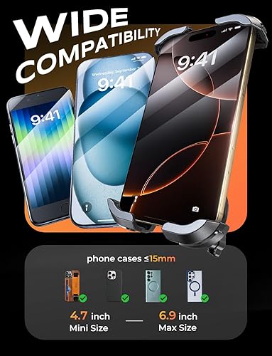 Miniatura 6 de Soporte para teléfono de bicicleta con abrazadera fuerte, bloqueo de 1S, soporte de teléfono para motocicleta, giratorio de 360, soporte de teléfono