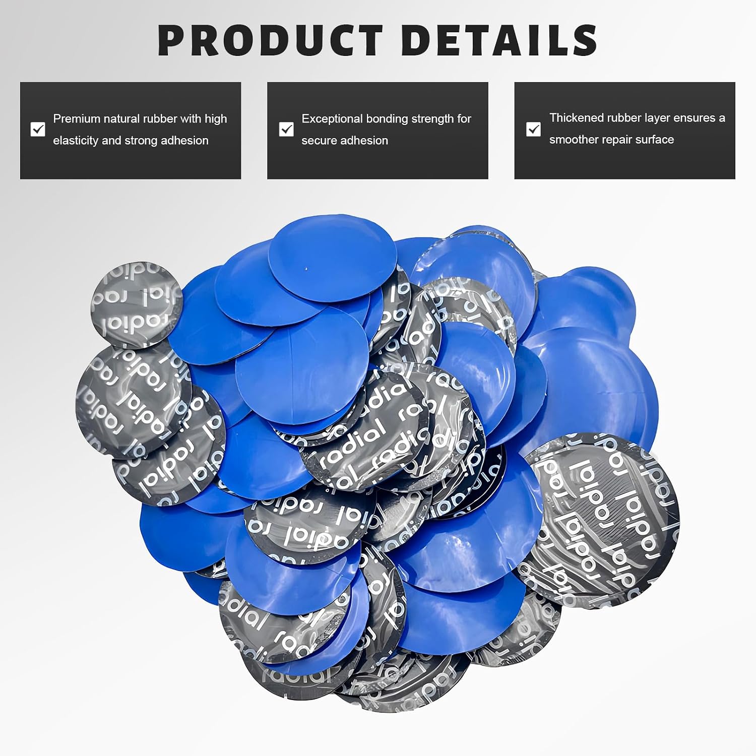 90PCS Tire Repair Patch, 32mm 42mm 58mm Natural Rubber Tire Fast Repair Cold Patches, Heavy Duty Round Tyre & Tube Puncture Kit for Car Bike Truck Motorcycle, Car Accessories