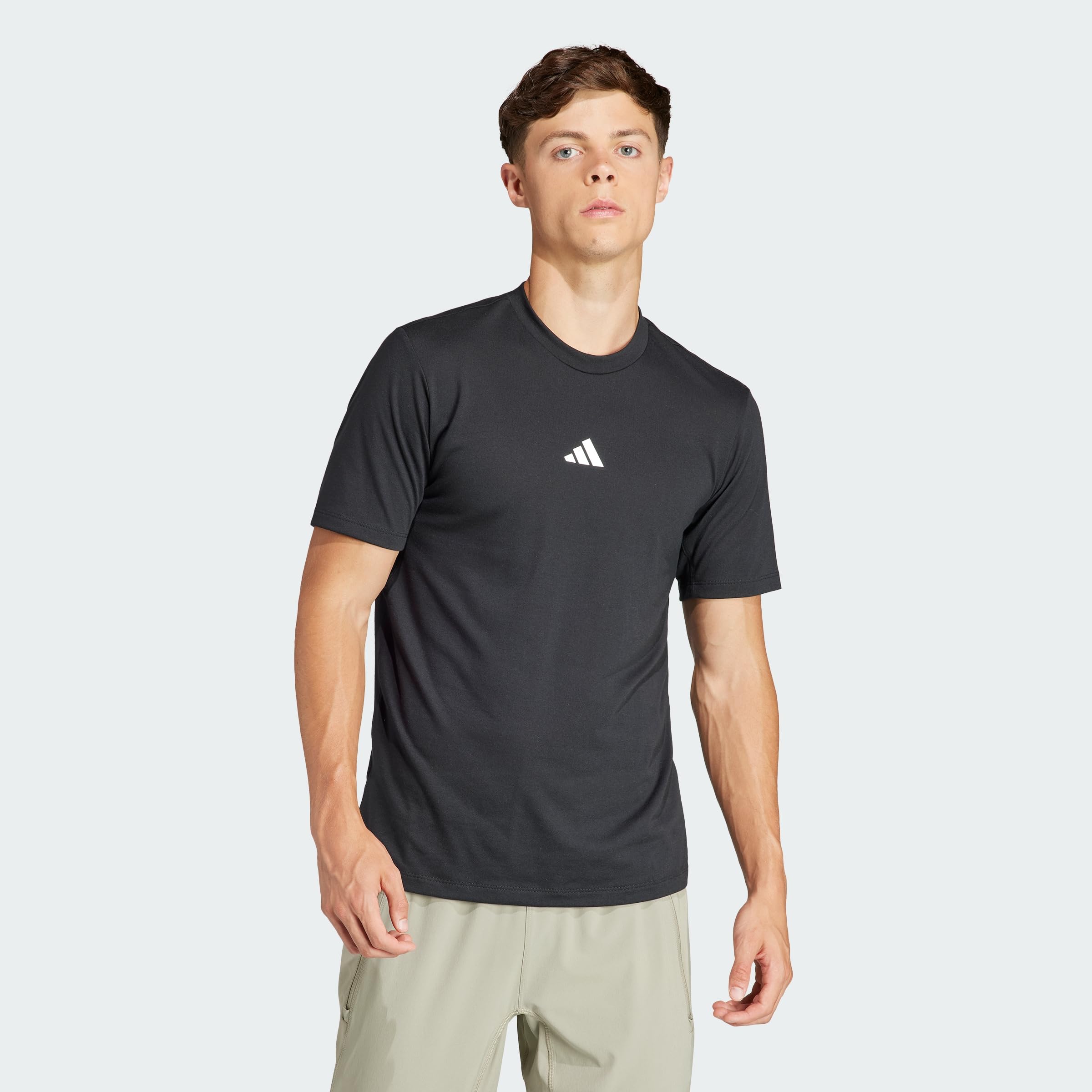 adidas Men's Workout Logo Tee, Black/White, S