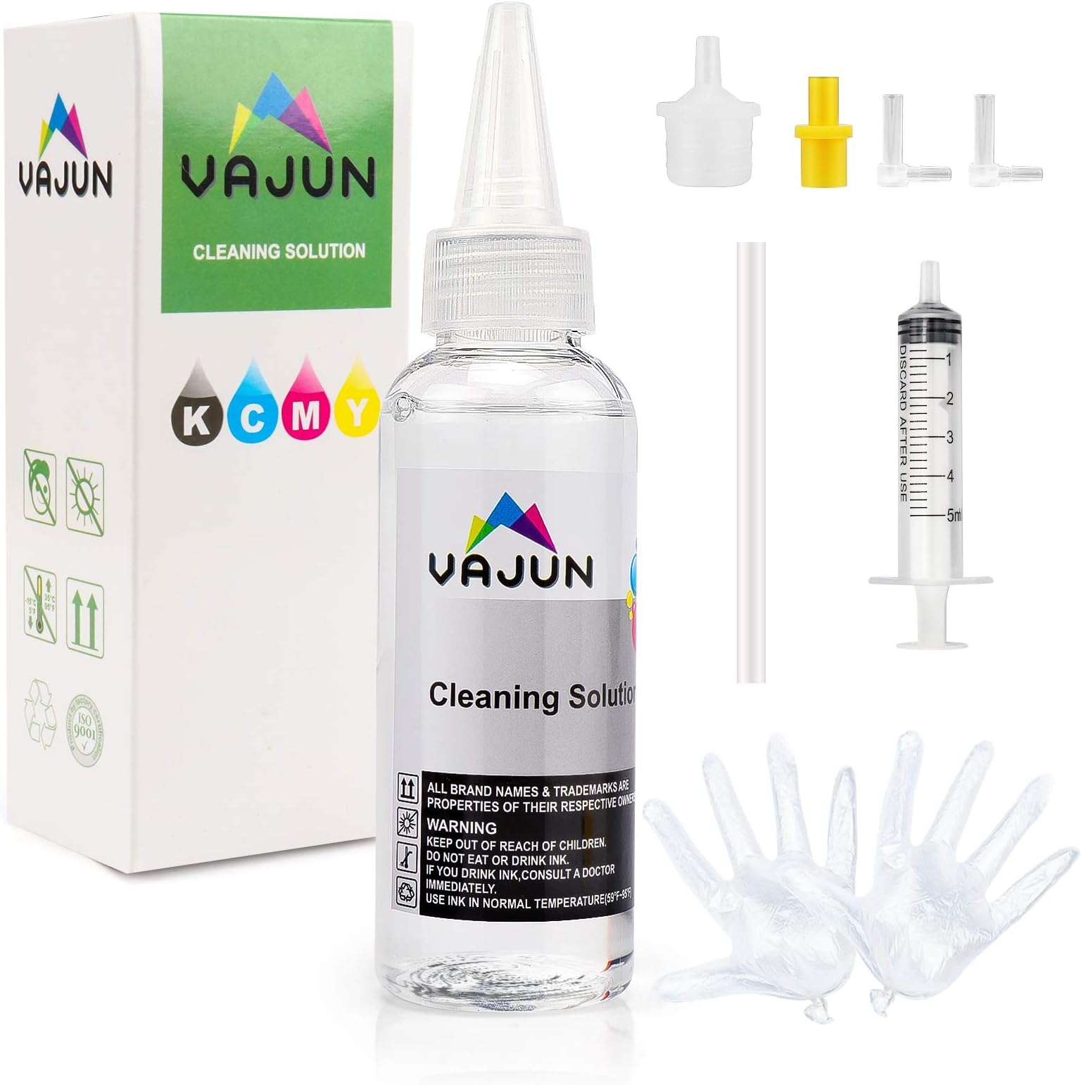 VAJUN Inkjet Printers Printhead Cleaning Kit for Epson WF-3640 WF-7620 WF-3620 WF-2750 WF-7610 WF-2650 WF-7710 ET-2650 ET-2550 C88 R2000 R2880 XP-320 XP-410 XP-420 Liquid Printers Nozzle - 100ml