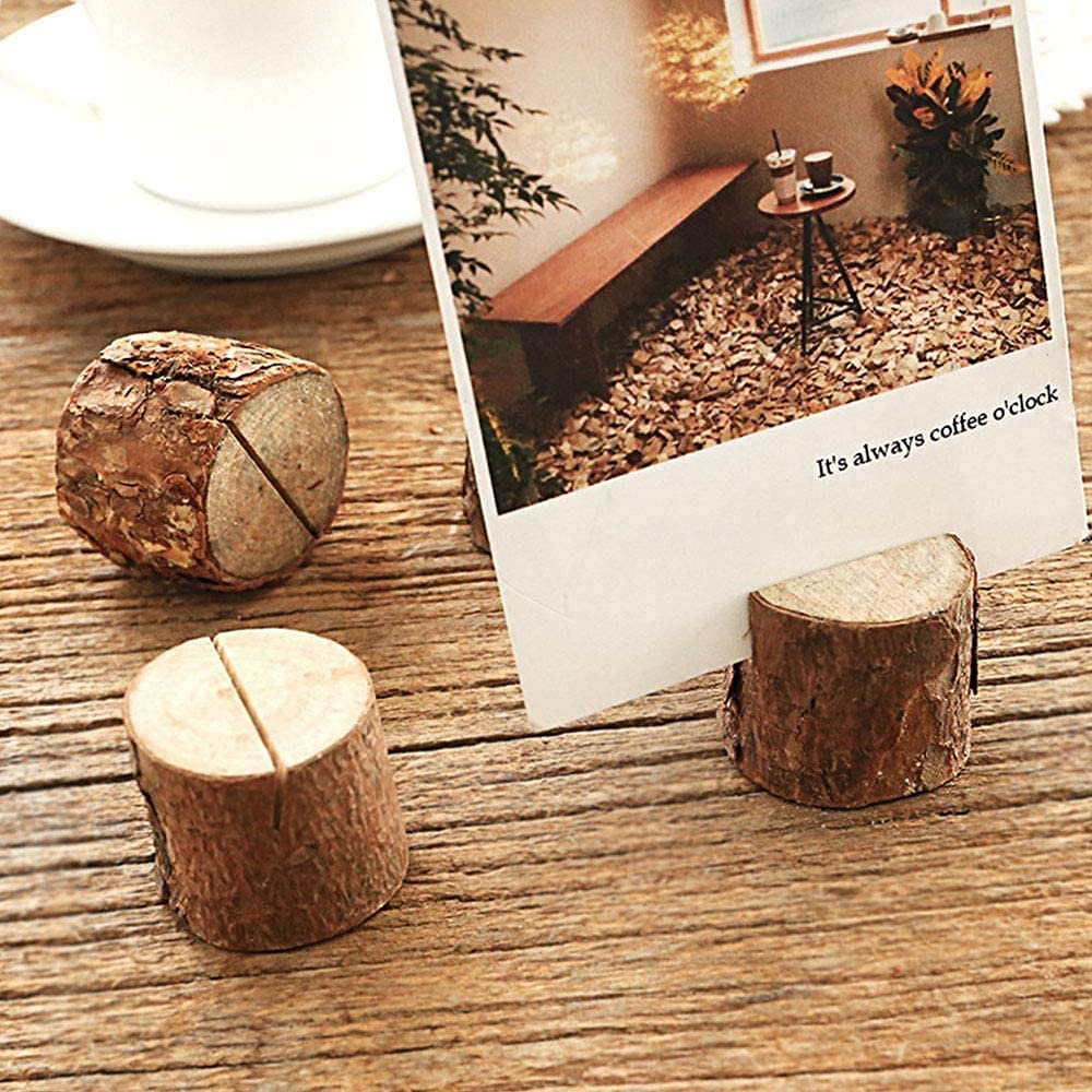 estcoo Porte Nom en Bois, 20 Cartes Rustiques 20 Papier Kraft 50m