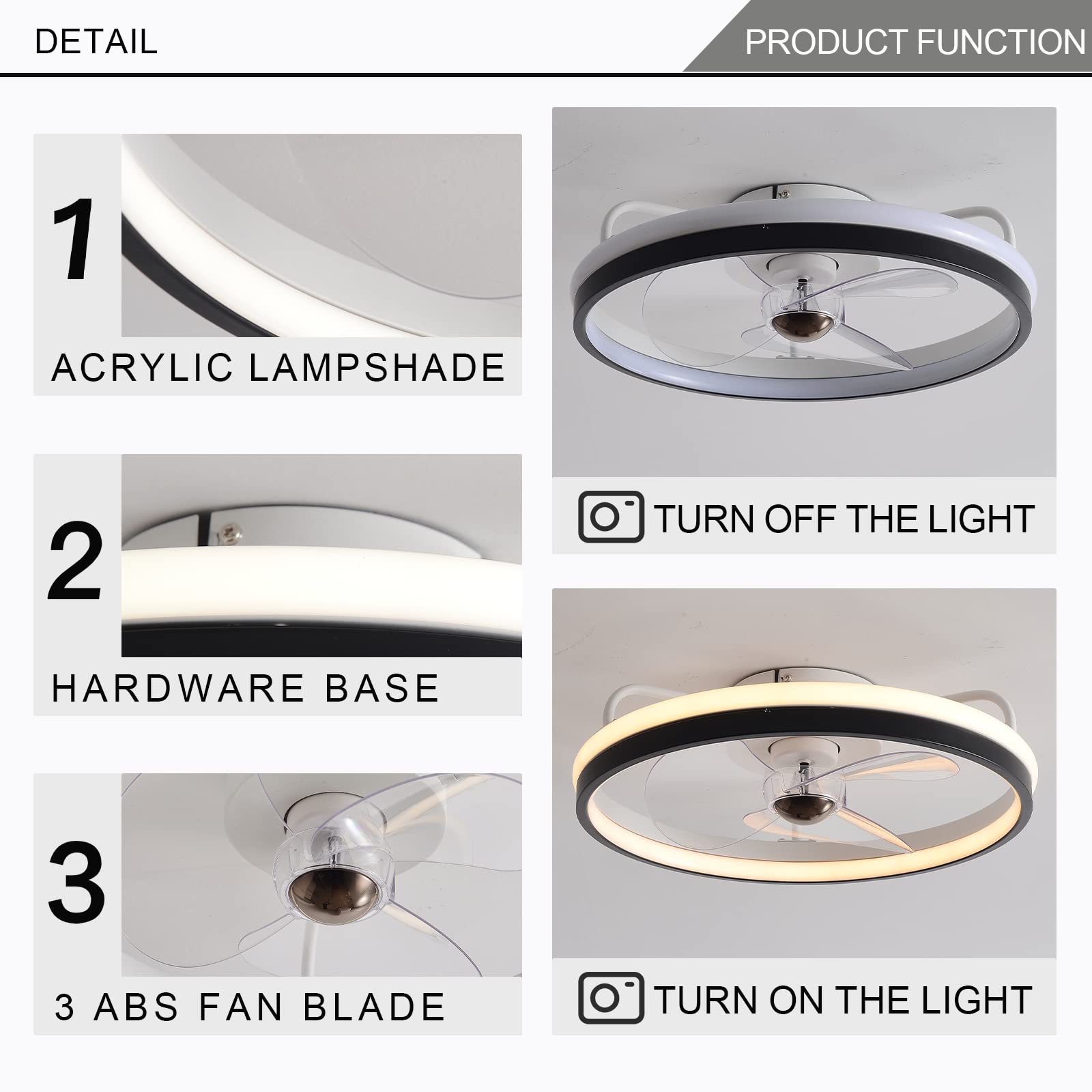 CREATE/WINDCALM DC/Plafondventilator met licht DC-motor zwart/Stil, LED- licht, timer