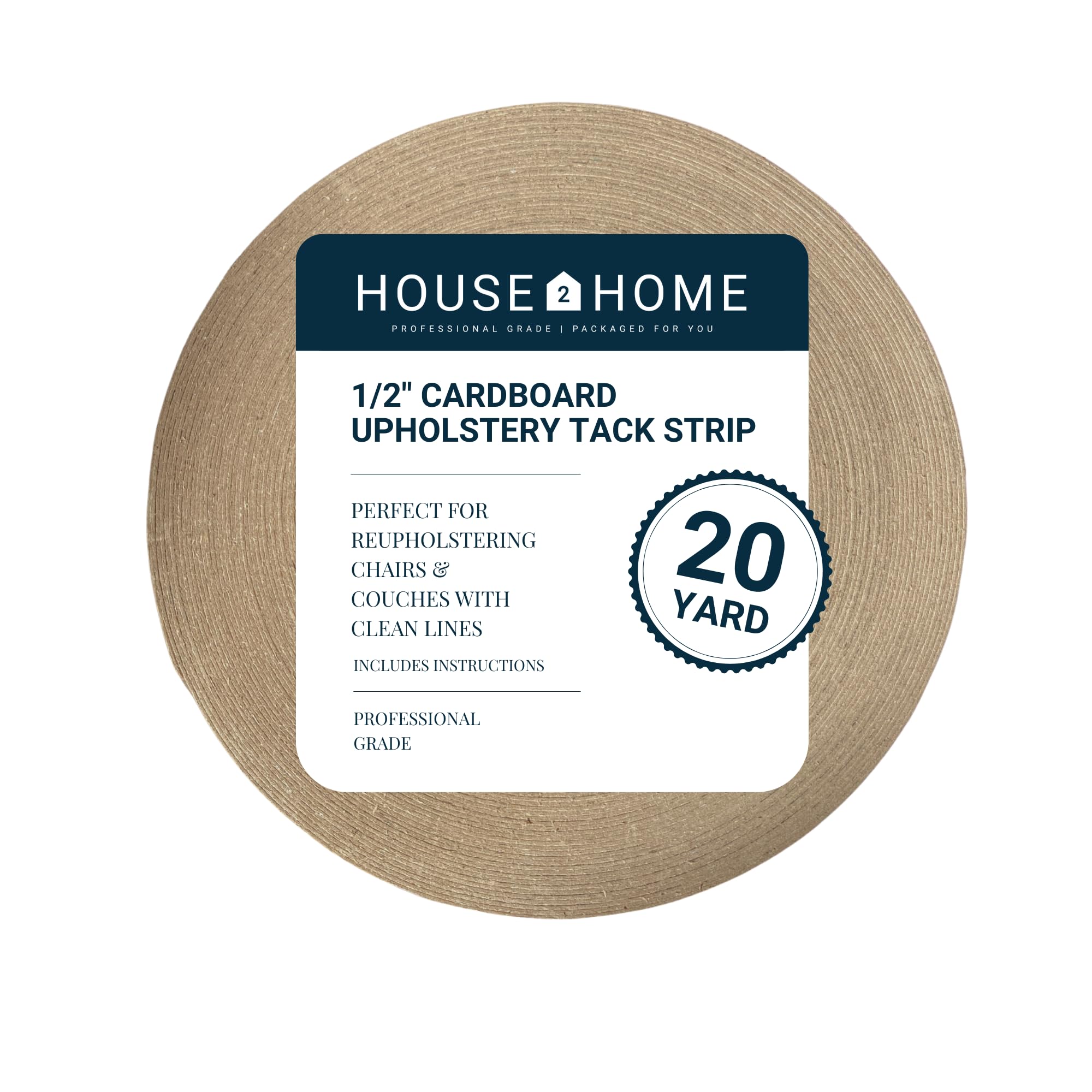 House2Home Upholstery Tack Strip, 1/2 Inch x 20 Yard Roll, Great for Making Professional Edges on Furniture, Couch, Chair, and Sofa, Includes Instructions