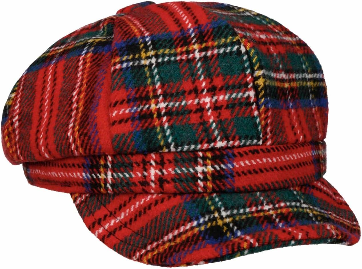Lipodo Plaidy Balloon Cap Ladies Shield Cap 100% Cotton Lining Multicolor Check Pattern Washable Elastic Band Fall Winter
