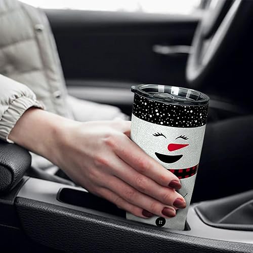 Miniatura 6 de Vaso aislado de acero inoxidable con tapas y pajitas con diseño de muñeco de nieve de Navidad para Año Nuevo, vacaciones, Navidad, Navidad,