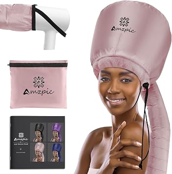 Bonnet Hood Hair Dryer Attachment - Headband Integrated Bonnet Hair Dryer for Speeds Up Drying Time at Home, Easy to Use for Styling, Curling and Deep Conditioning Pink