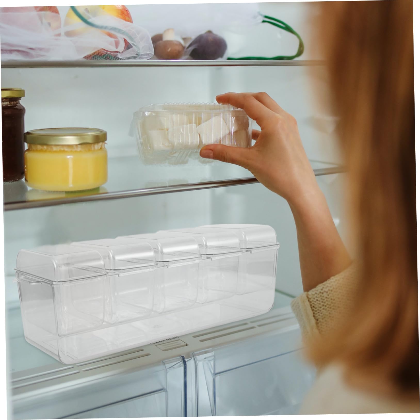 OUNONA Pot Avec Couvercle Récipient à Condiments Sucrier Boîtes à Goûter Compartimentées Plateau à Goûter Avec Couvercle Bac à Glaçons Pour Conservation Au Frais Boîtes à Fruits Et Légume