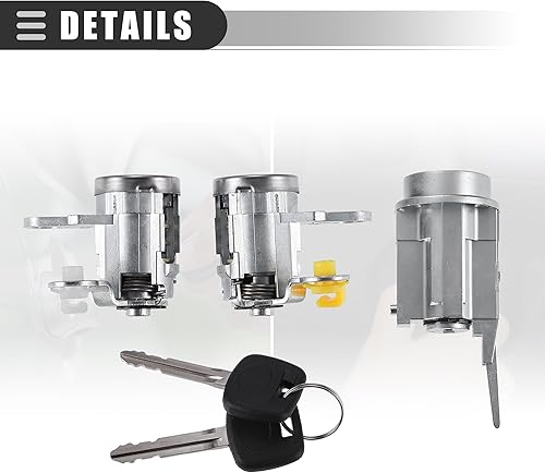 Miniatura 4 de Motoforti Kit de cilindro de bloqueo, cilindro de bloqueo de encendido, cilindro de bloqueo de puerta, para Toyota Tacoma 1995-2004, metal, con 2